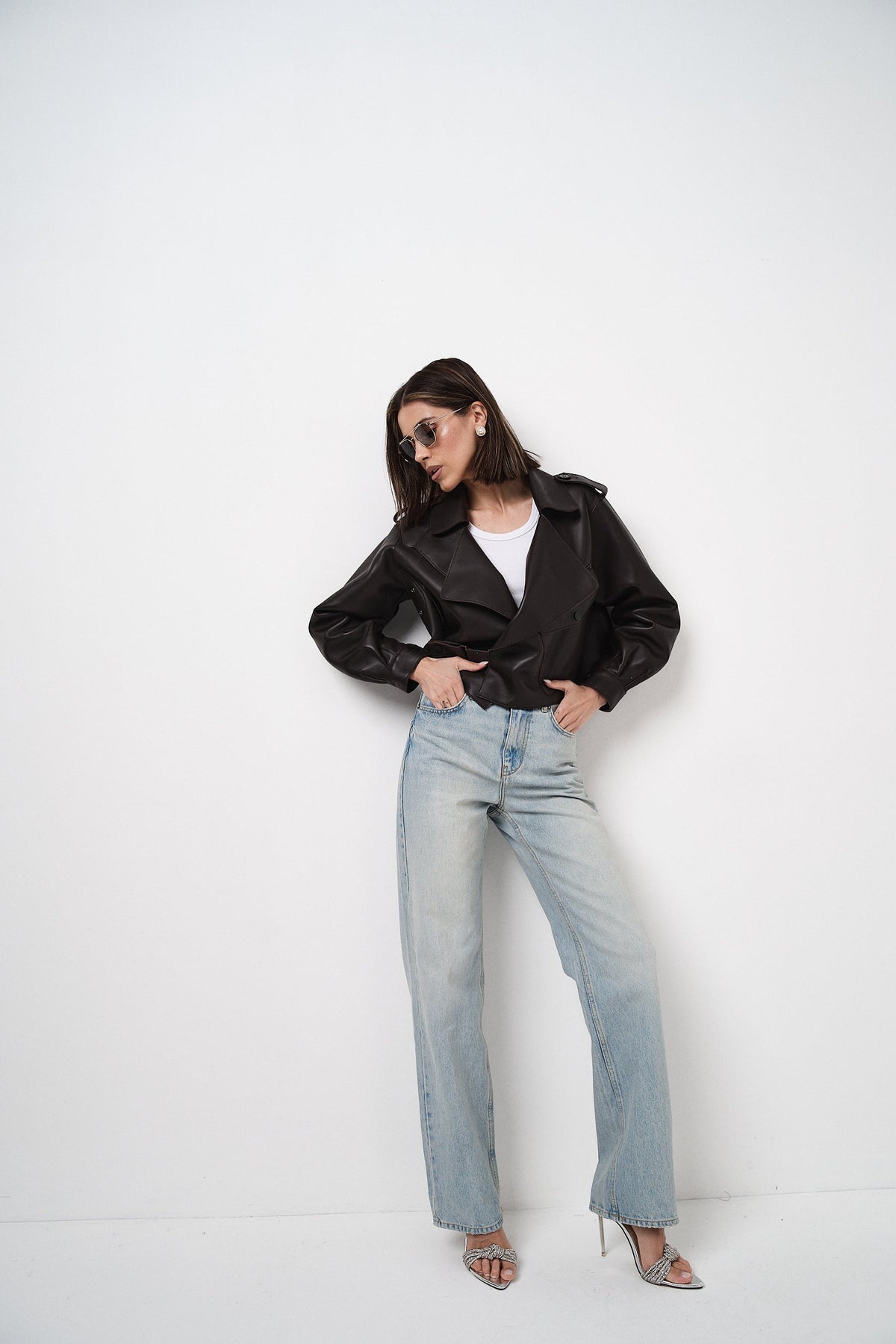 Emy Dark Brown Oversize - giacca da donna in vera pelle marrone scuro, dettaglio 15 | GIUMA Venezia