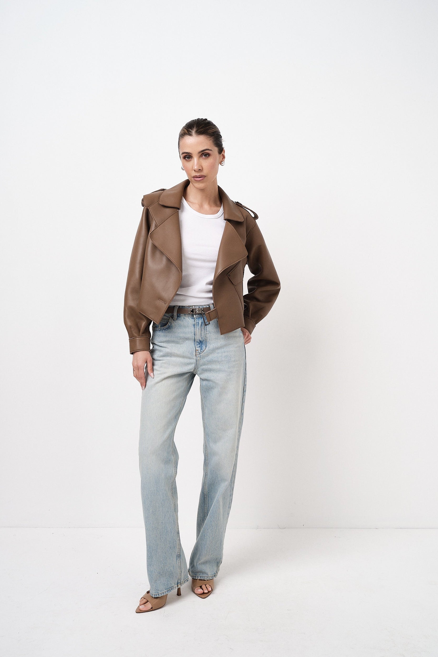 Emy Nude Oversize - giacca da donna in vera pelle nude, dettaglio 5 | GIUMA Venezia