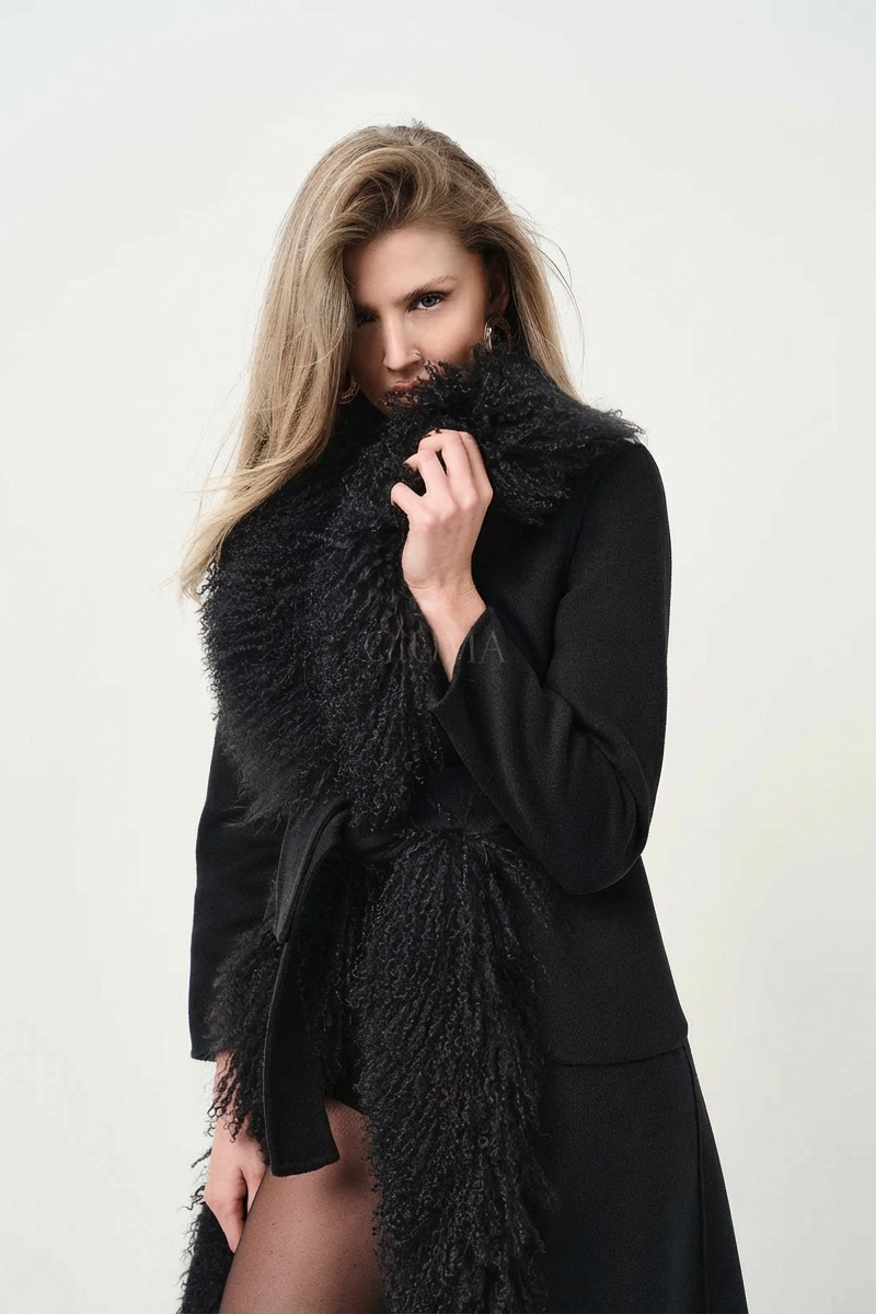 Yvette Nero - cappotto da donna in lana e cachemire nero, dettaglio 6 | GIUMA Venezia