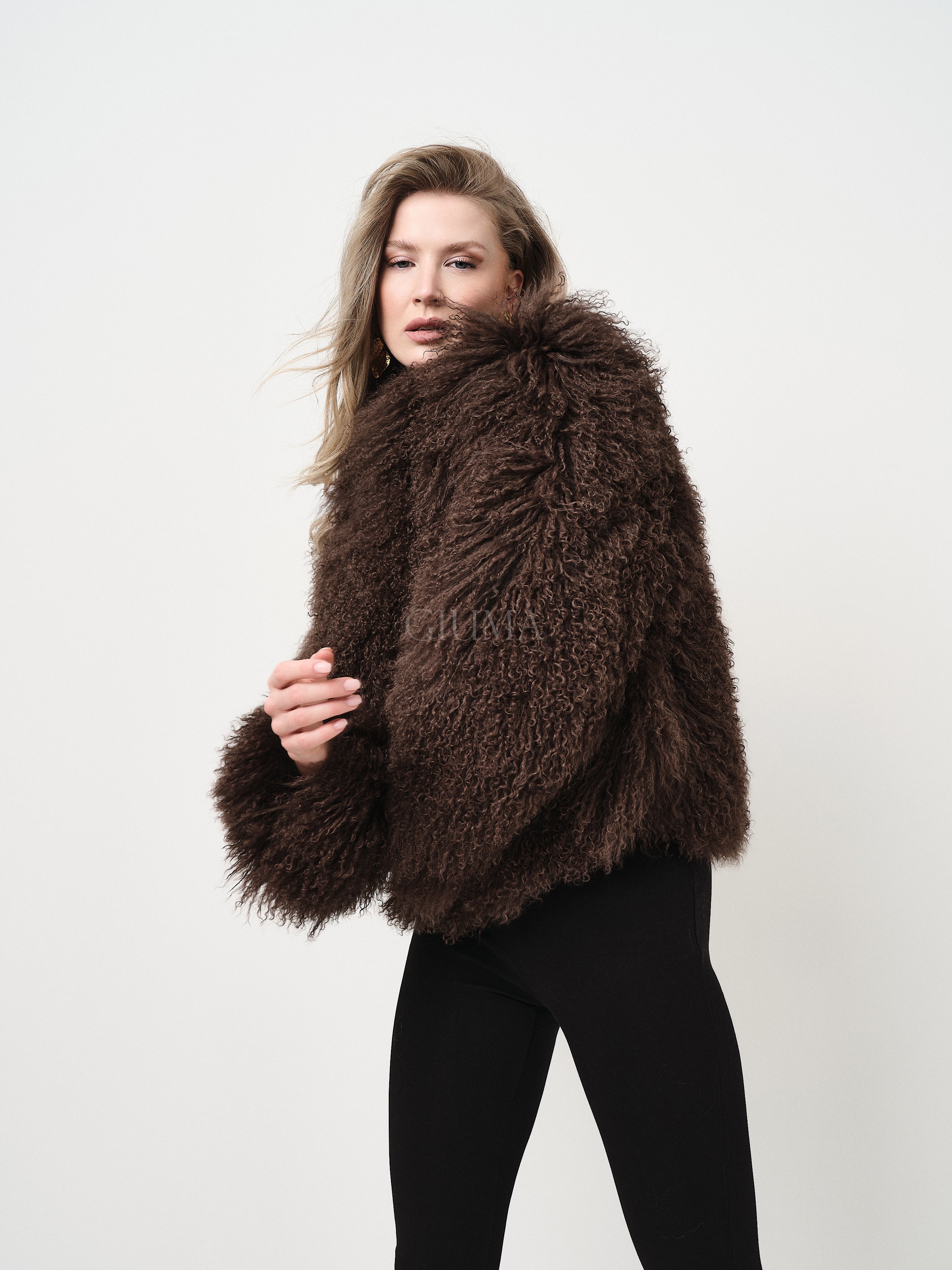 KAMILA BLACK mongolian fur 57 cm