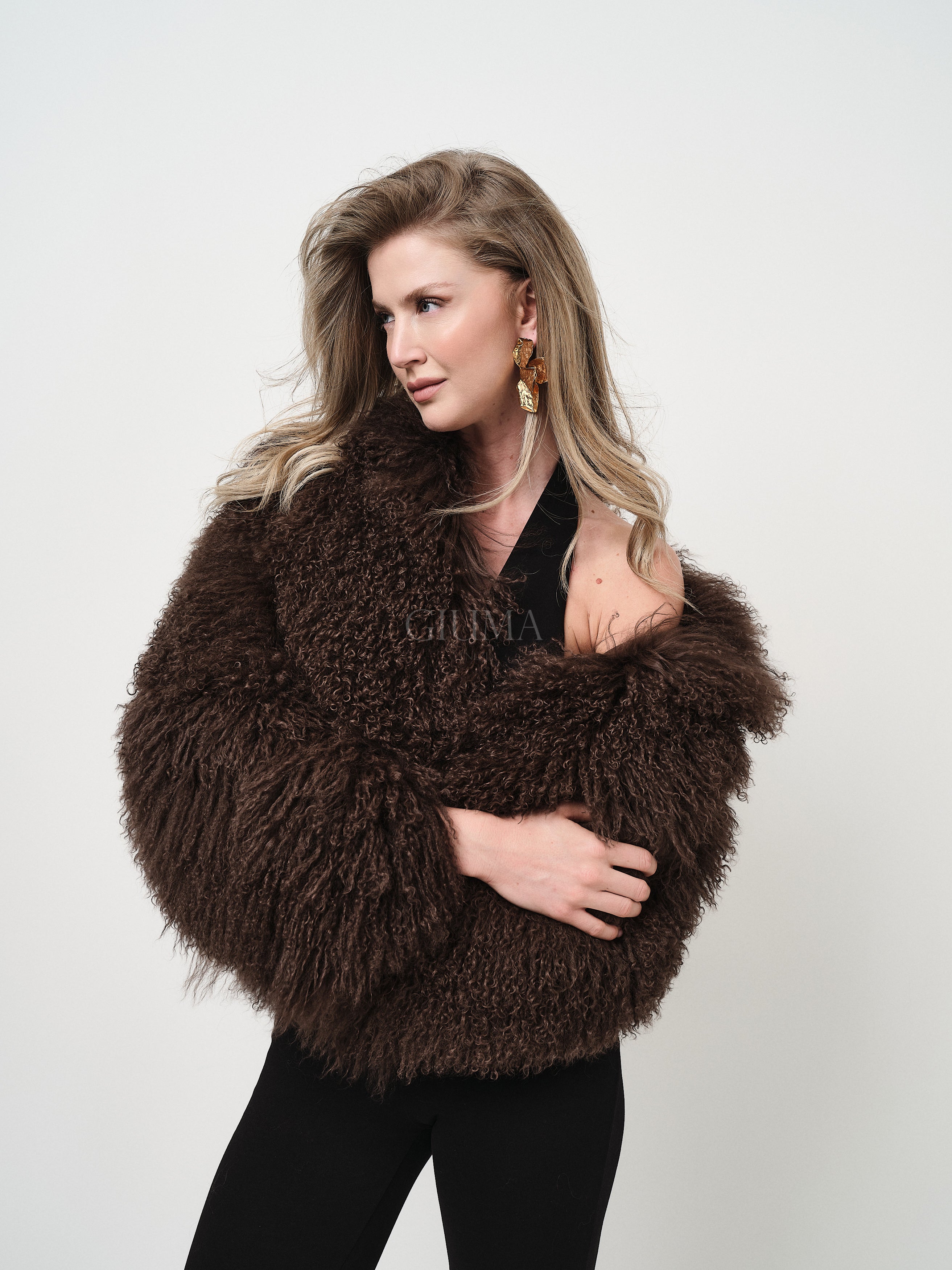 KAMILA BLACK mongolian fur 57 cm