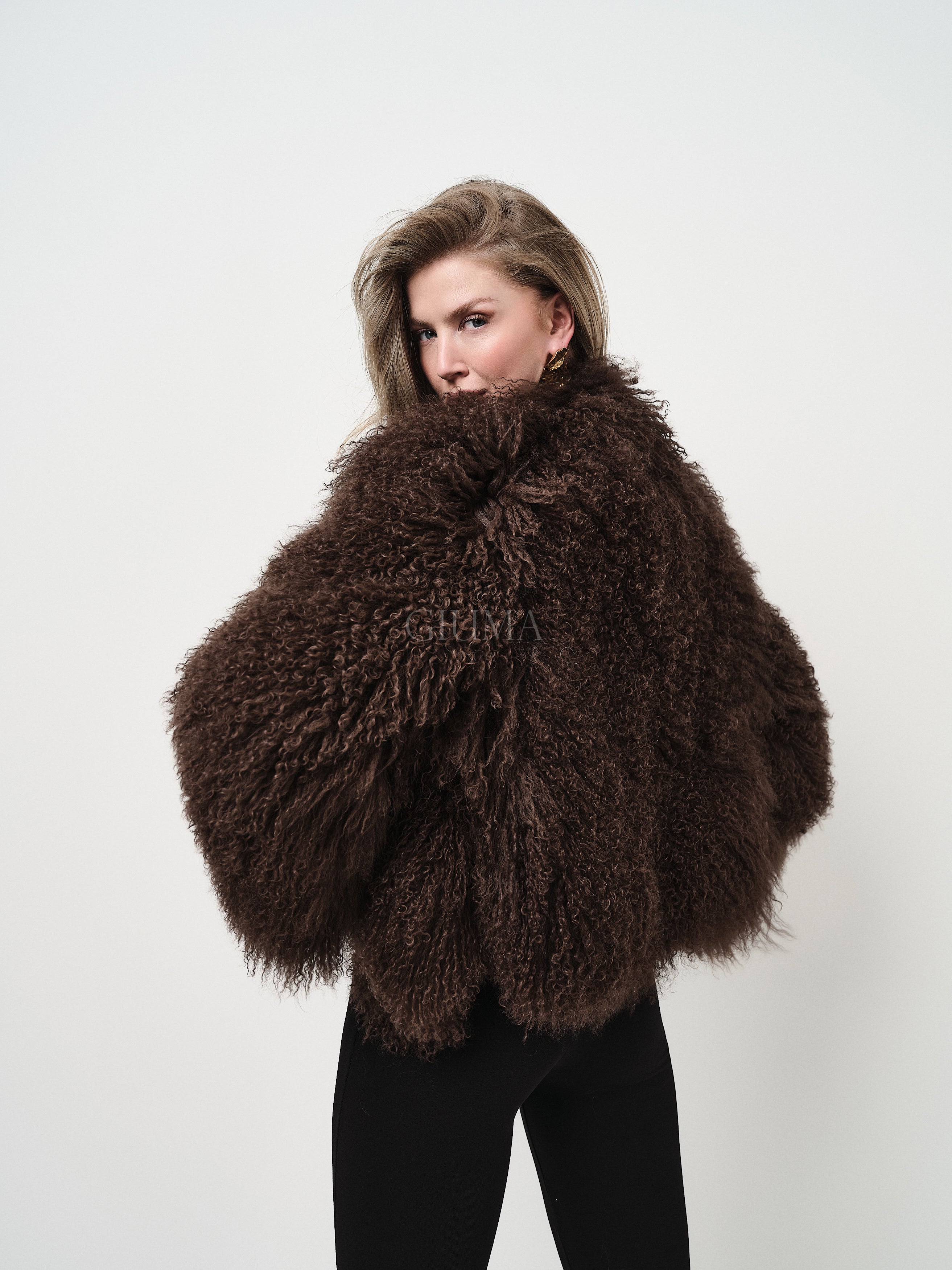 KAMILA BLACK mongolian fur 57 cm