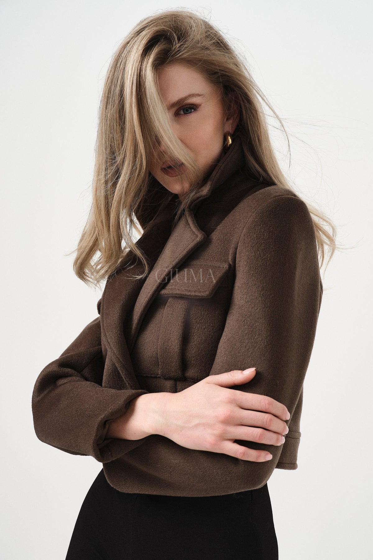 Carrie Army Green - cappotto da donna in lana e cachemire verde militare, dettaglio 10 | GIUMA Venezia
