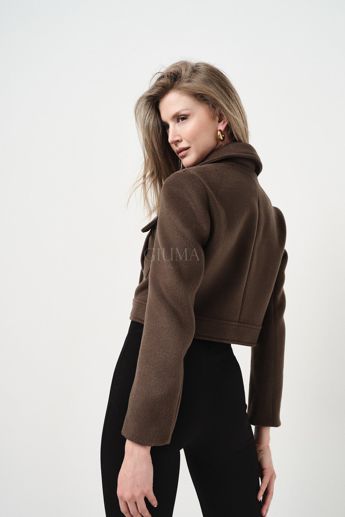 Carrie Army Green - cappotto da donna in lana e cachemire verde militare, dettaglio 12 | GIUMA Venezia