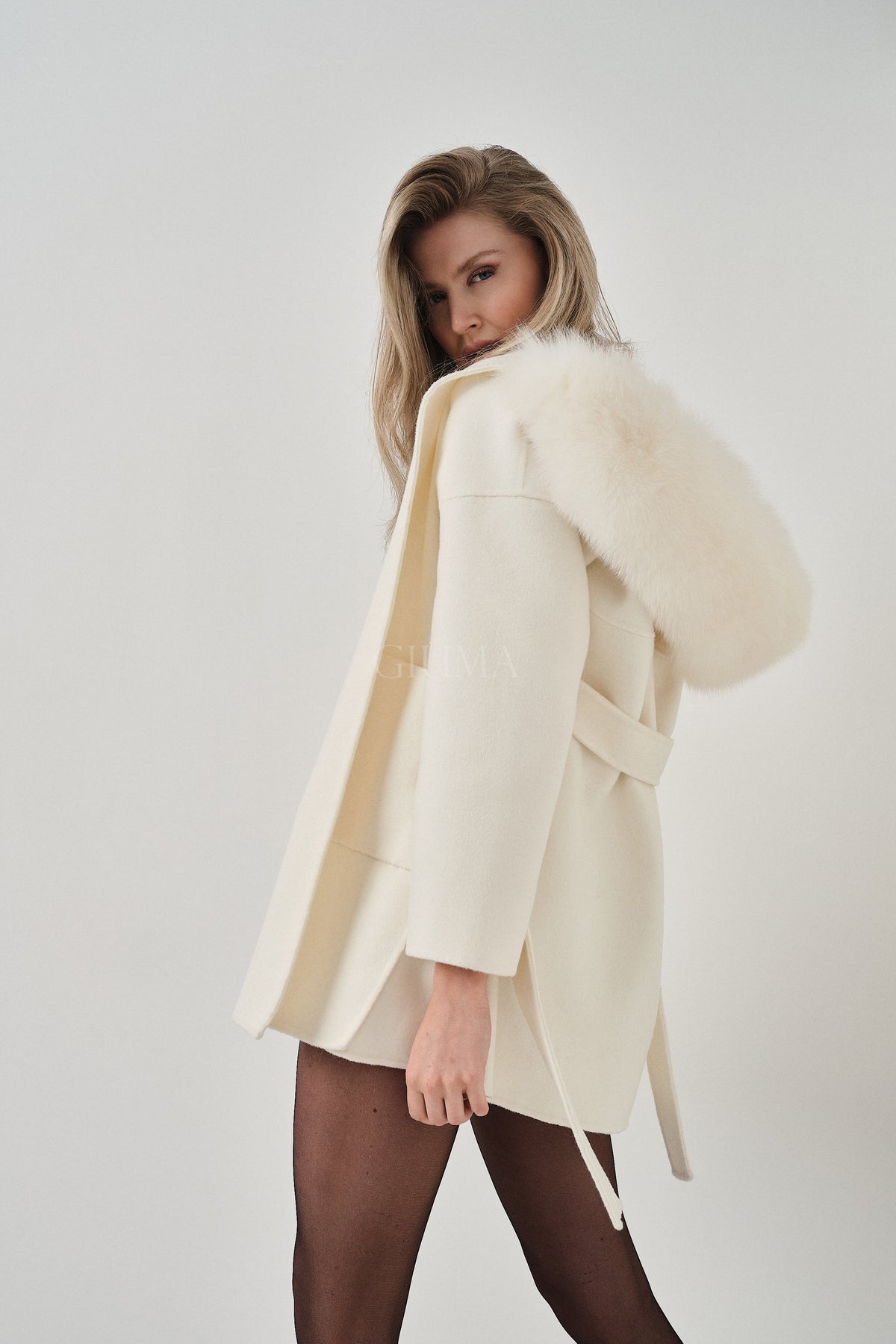 Agatha White - cappotto da donna in lana e cachemire bianco, dettaglio 5 | GIUMA Venezia