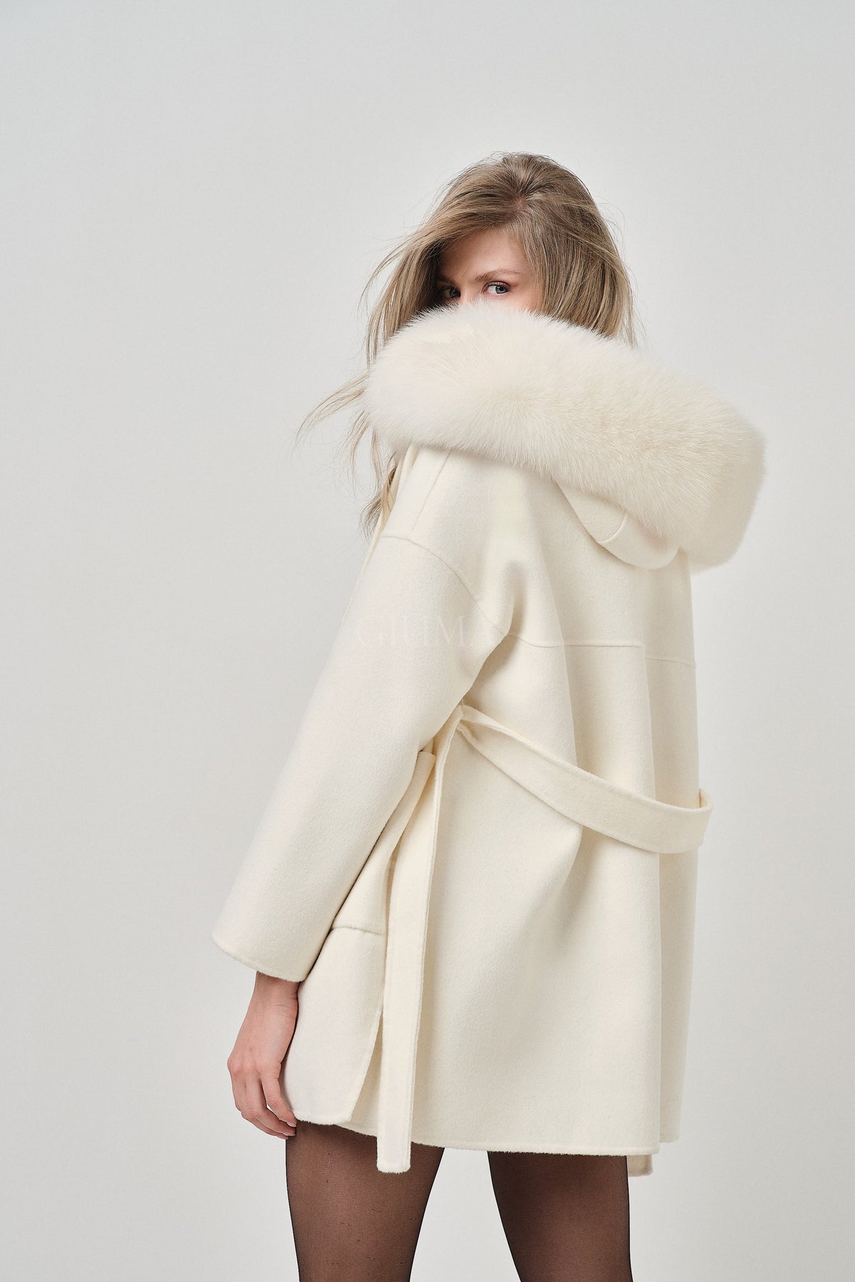 Agatha White - cappotto da donna in lana e cachemire bianco, dettaglio 12 | GIUMA Venezia