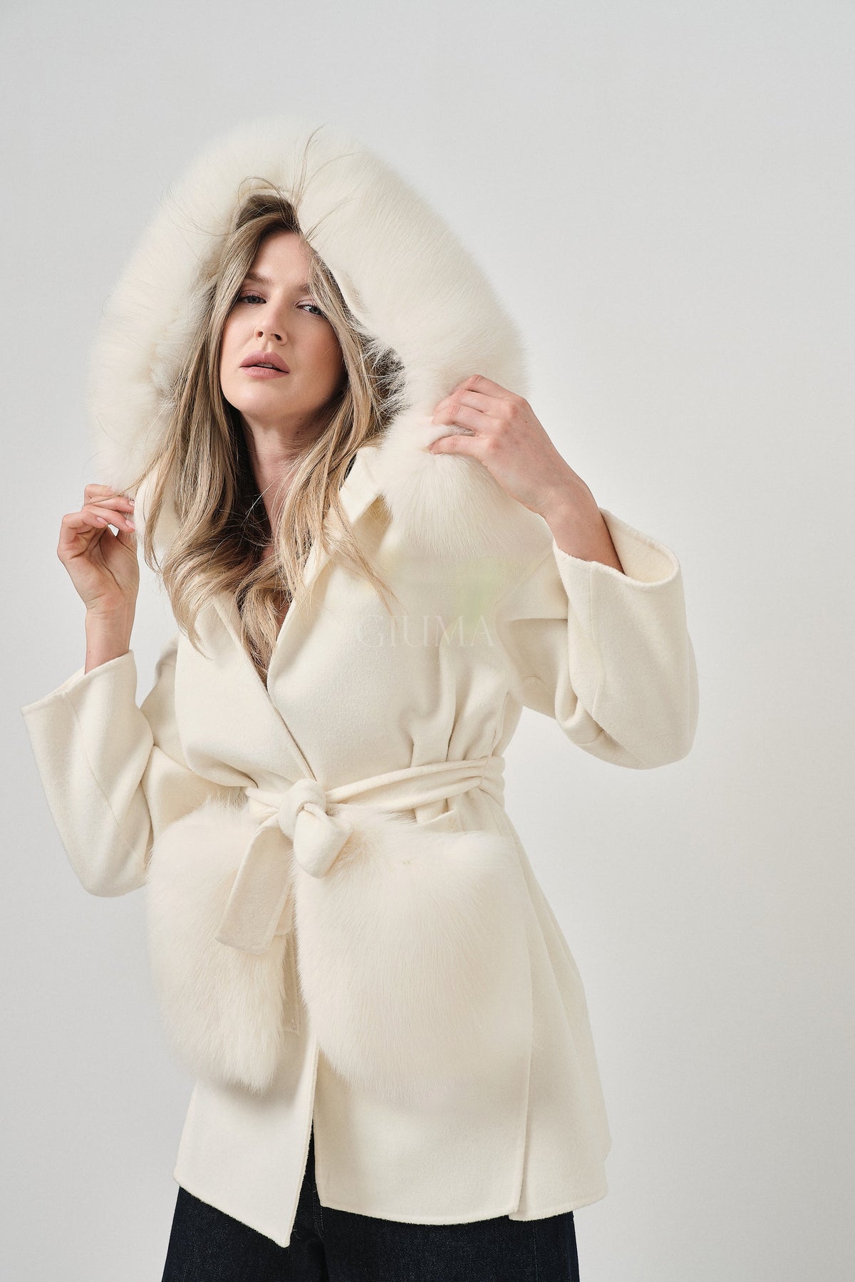 Penelope White - cappotto da donna in lana e cachemire bianco, dettaglio 6 | GIUMA Venezia