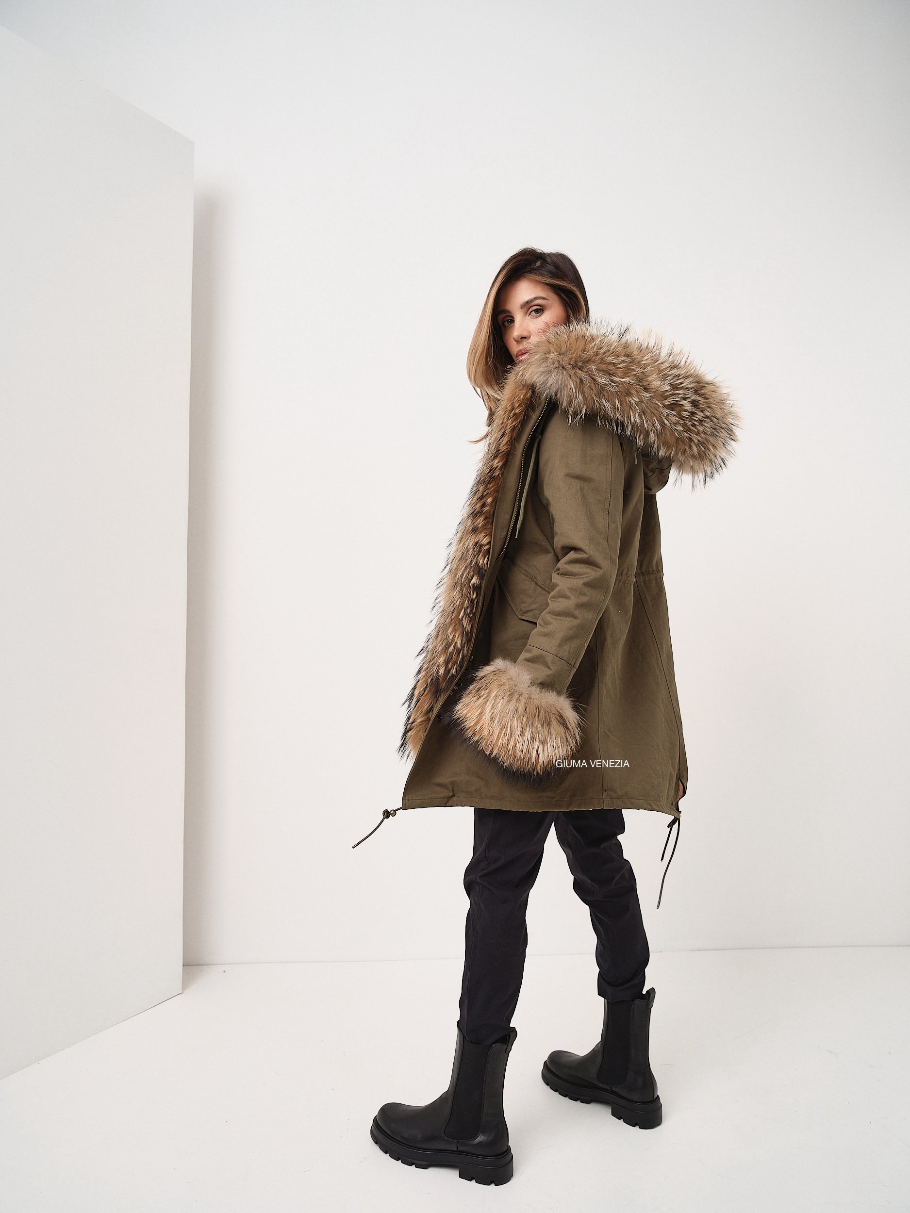 PARKA OSLO VERDE LUNGO interno ecopelliccia