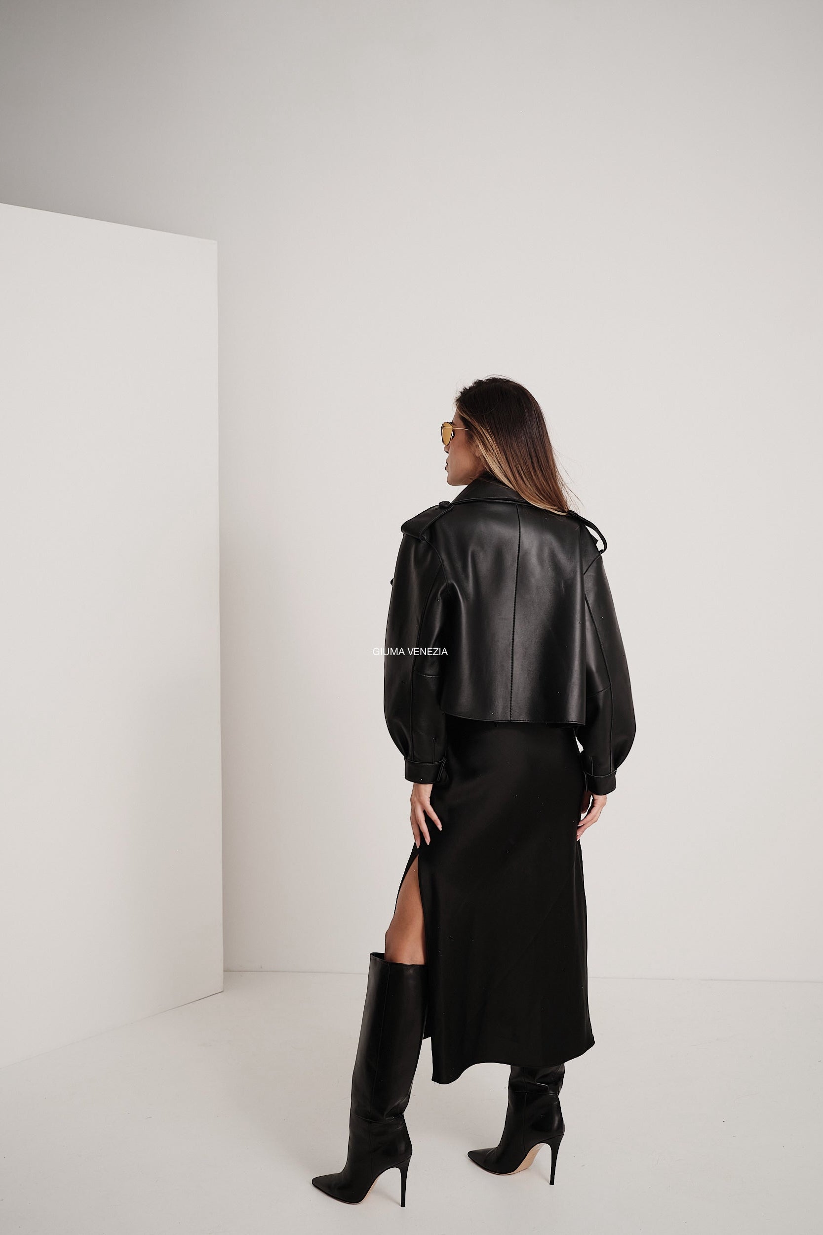 Emy Black Oversize - giacca da donna in vera pelle nero, dettaglio 16 | GIUMA Venezia