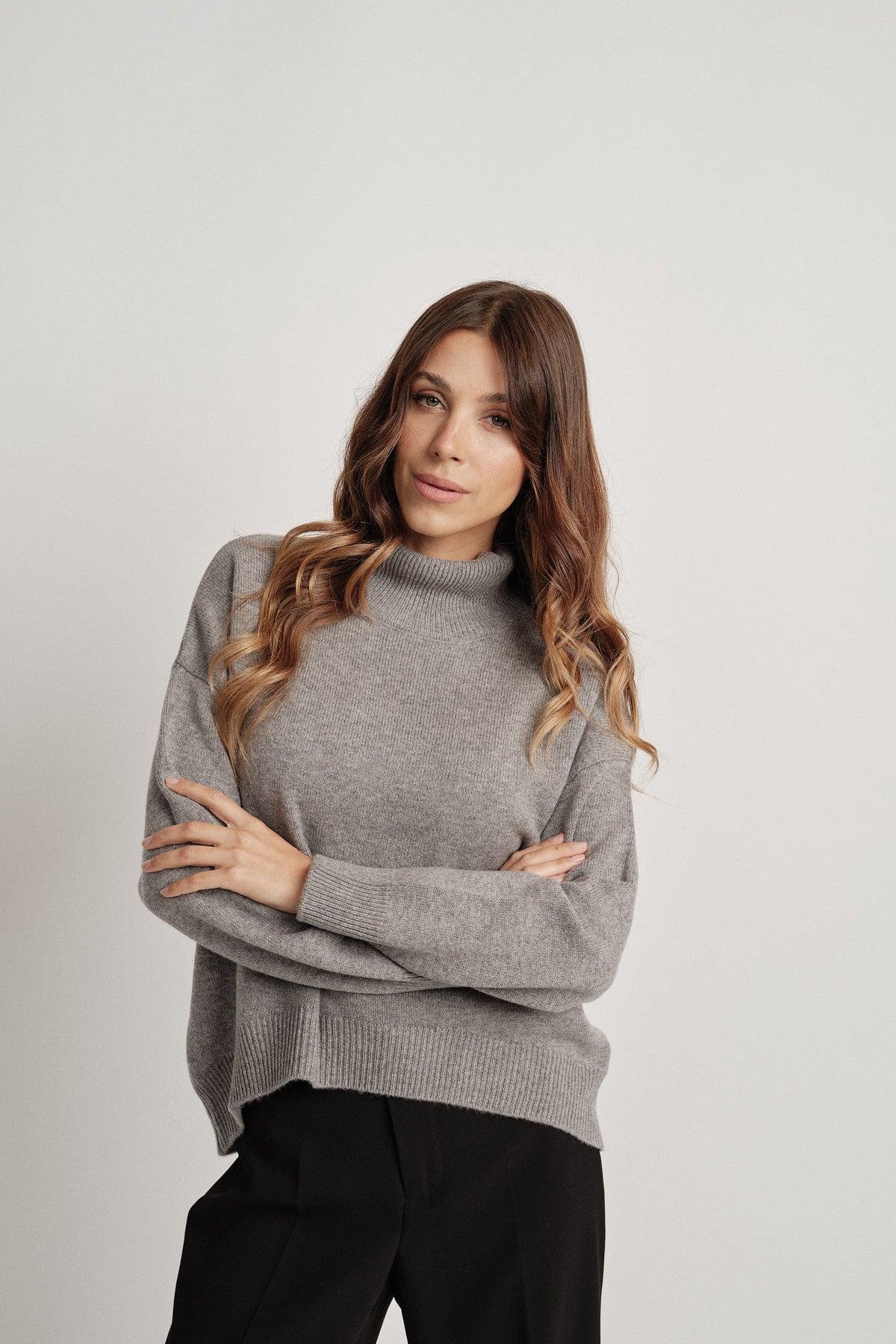 Emma Grigio - 100% Lana - maglia da donna in pura lana grigio, dettaglio 20 | GIUMA Venezia