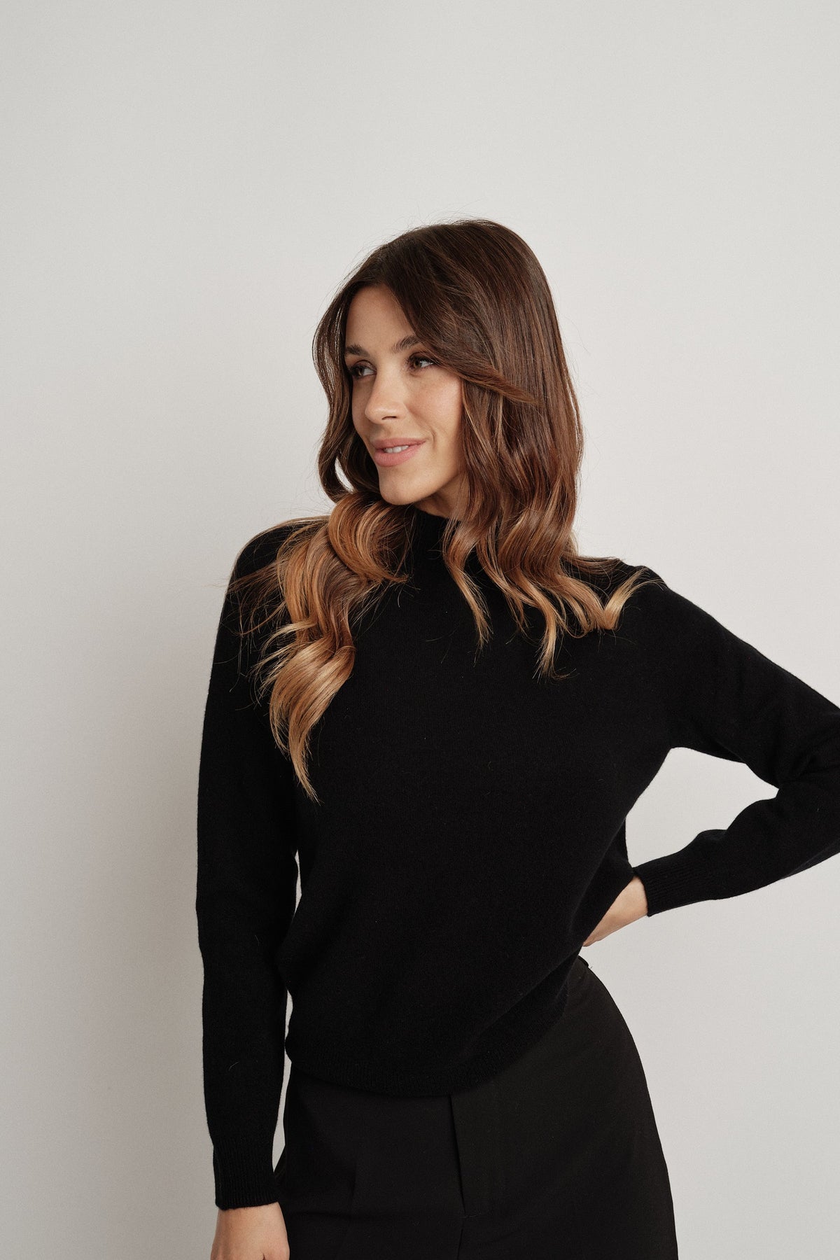 Martha Nero - 100% Lana - maglia da donna in pura lana nero, dettaglio 3 | GIUMA Venezia
