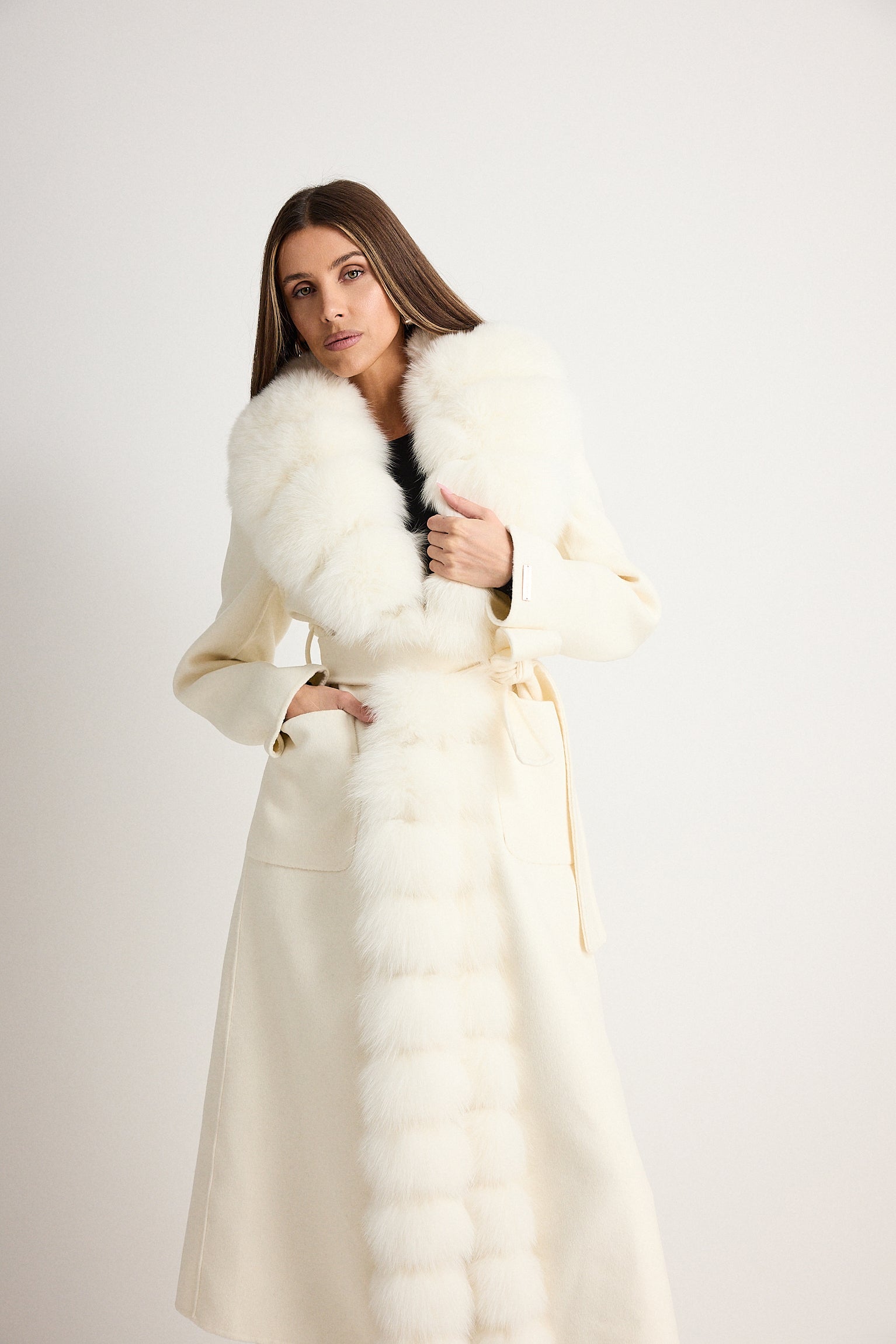 Janet Bianco - cappotto da donna in lana e cachemire bianco, vista principale | GIUMA Venezia