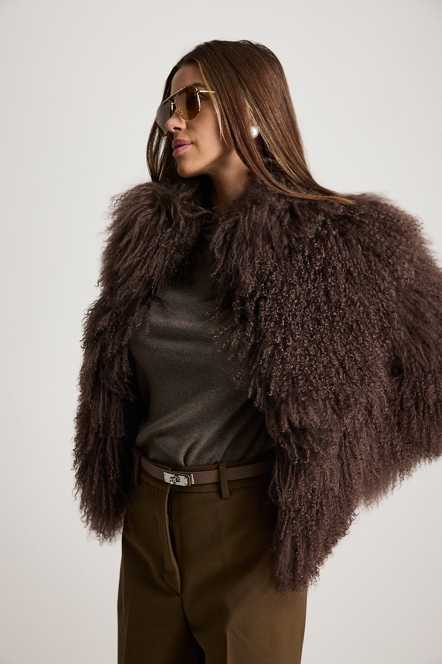 Esme Marrone - pelliccia da donna in Mongolian marrone, dettaglio 10 | GIUMA Venezia