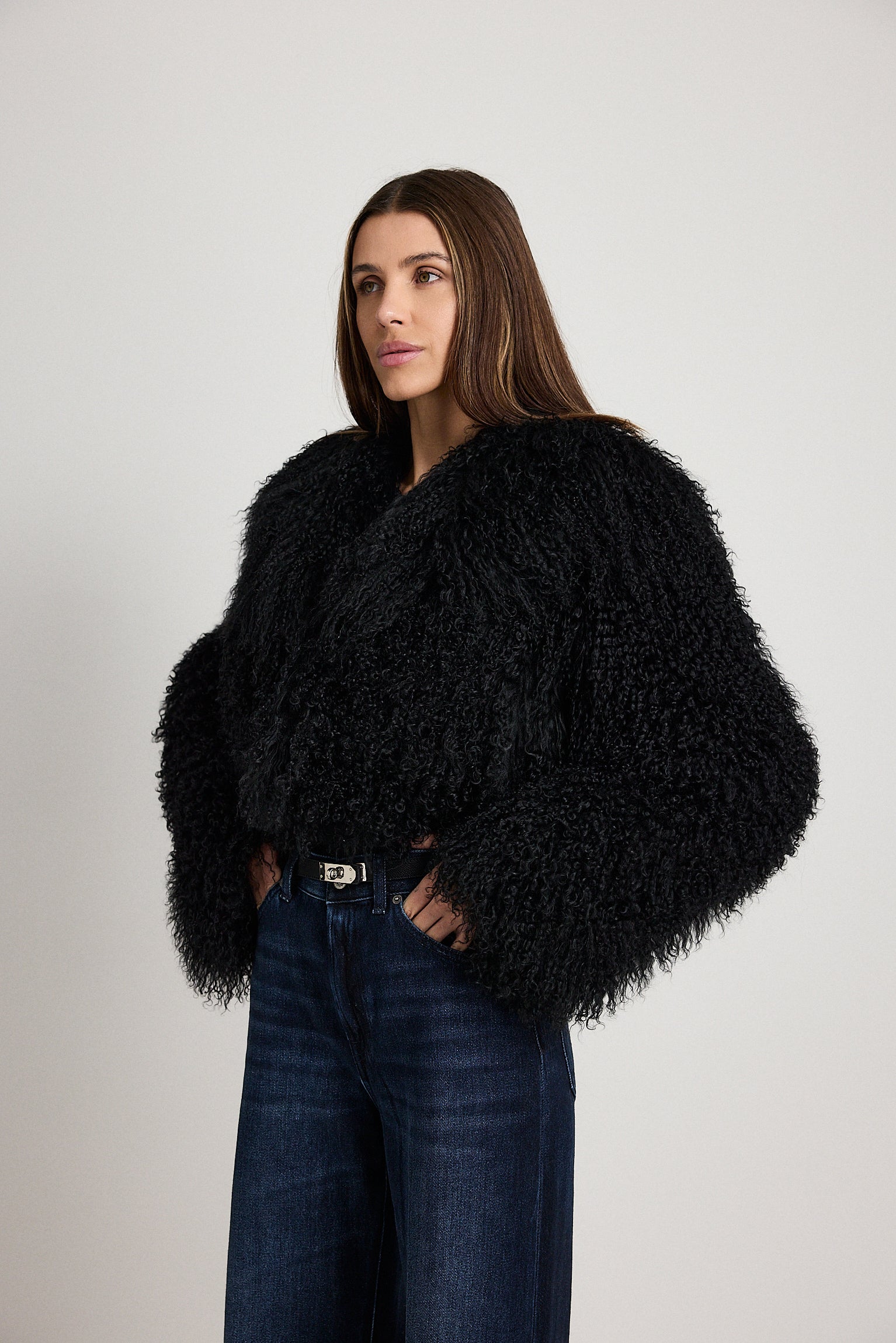 Adele Nero - pelliccia da donna in Mongolian nero, dettaglio 9 | GIUMA Venezia