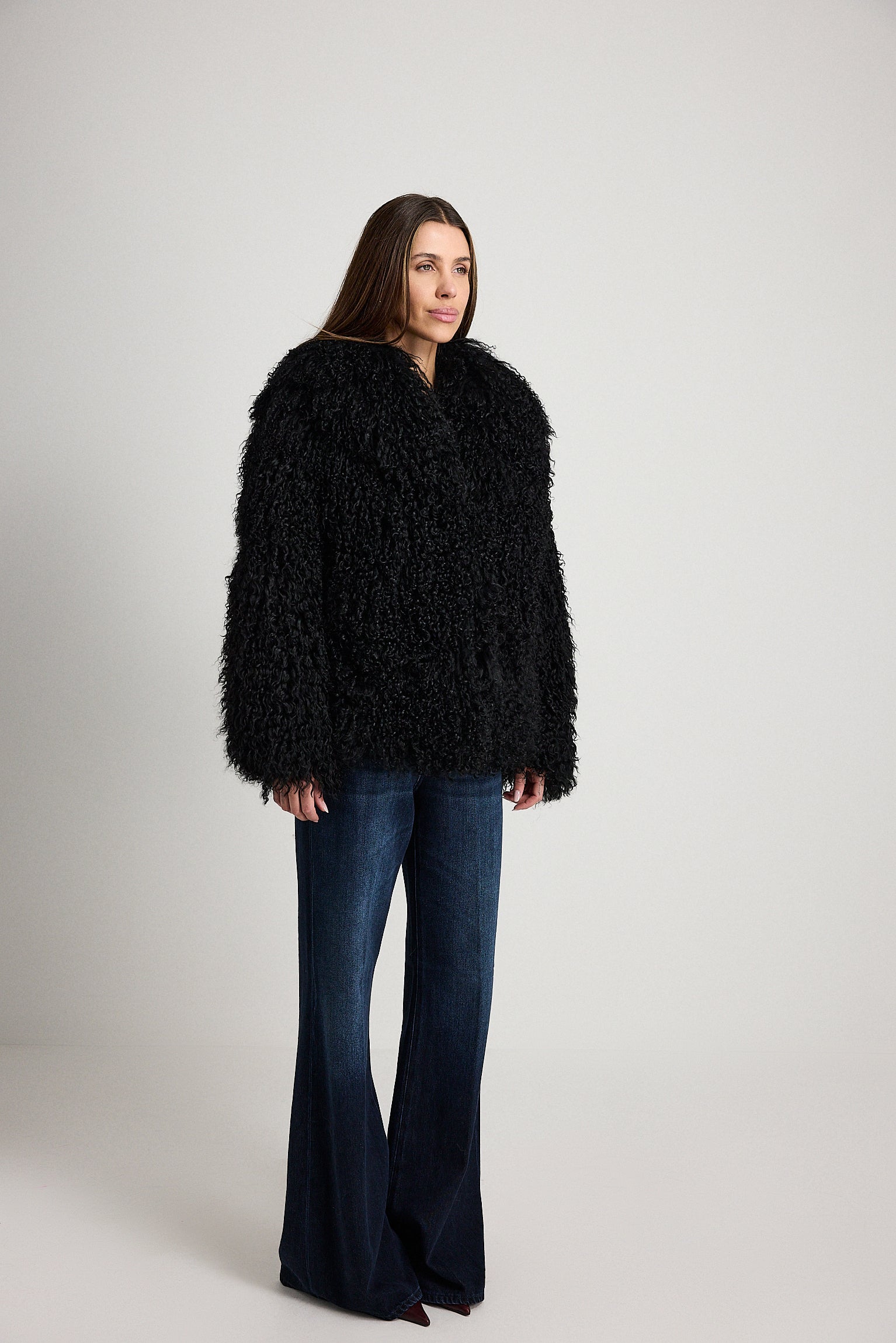 Esme Nero - pelliccia da donna in Mongolian nero, dettaglio 4 | GIUMA Venezia