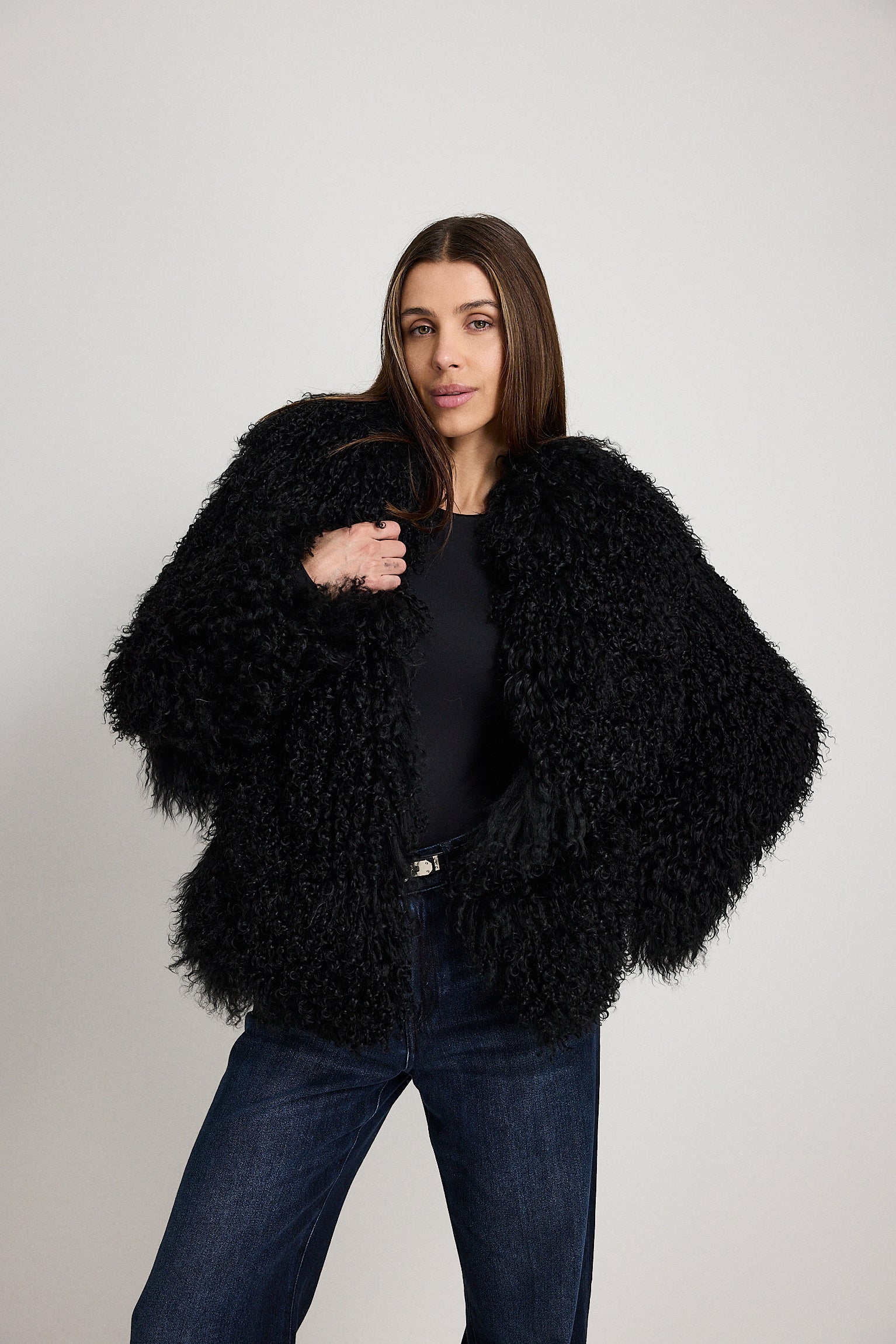 Esme Nero - pelliccia da donna in Mongolian nero, dettaglio 12 | GIUMA Venezia