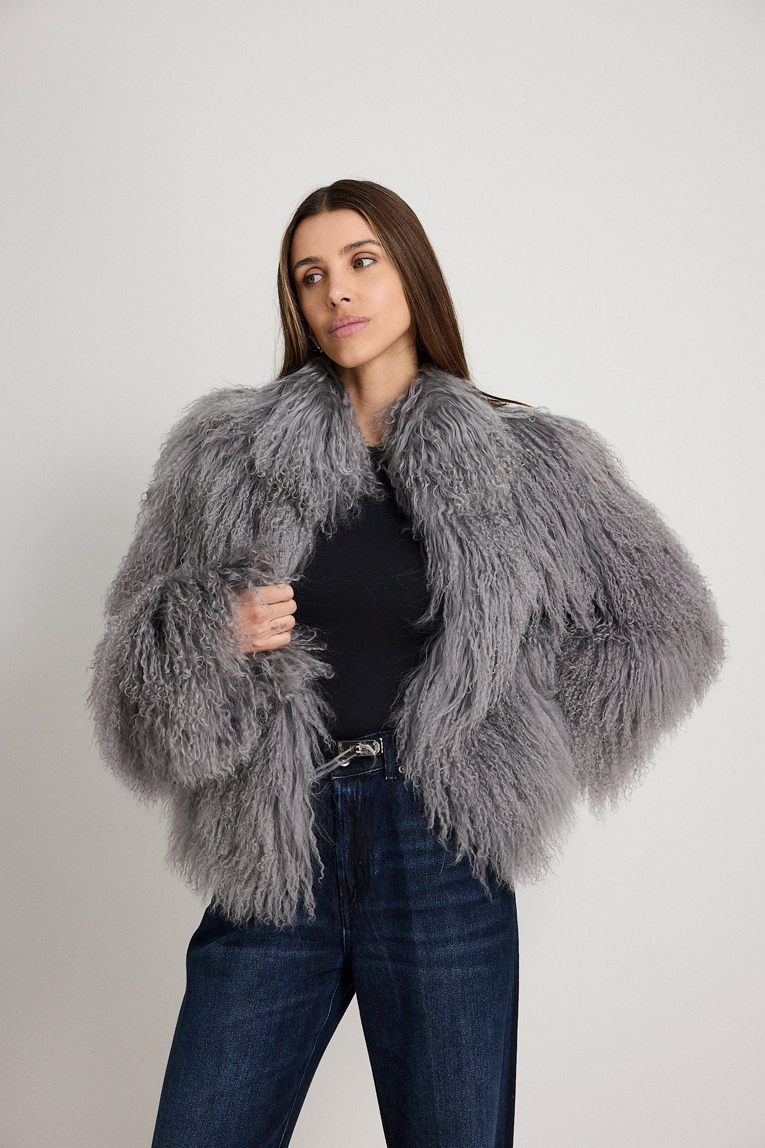 Esme Grigio - pelliccia da donna in Mongolian grigio, dettaglio 8 | GIUMA Venezia
