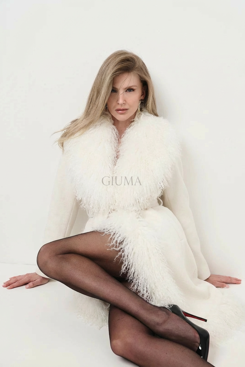 Yvette Bianco - cappotto da donna in lana e cachemire bianco, dettaglio 3 | GIUMA Venezia