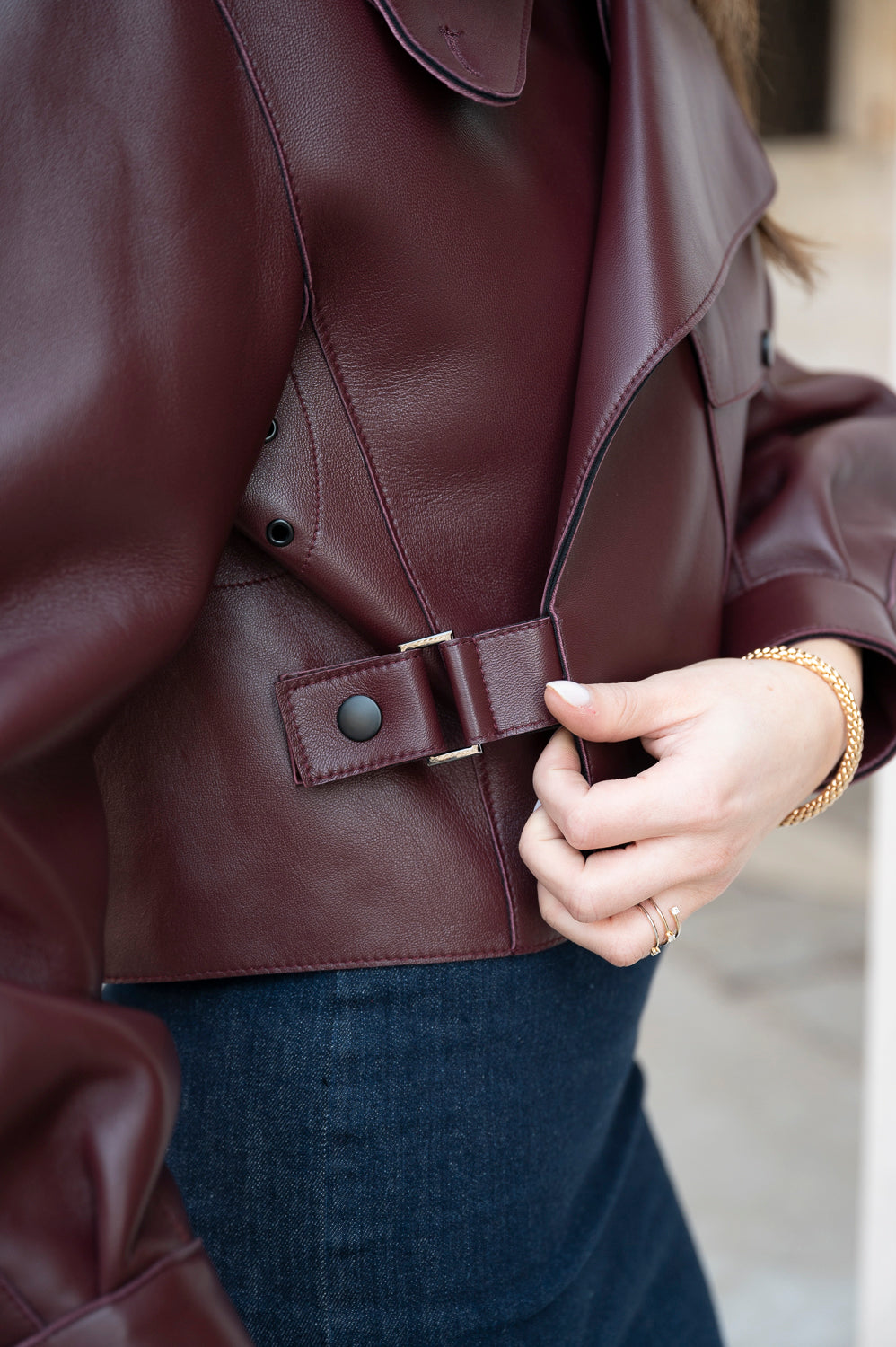 BURGUNDY OVERSIZED LEATHER JACKET