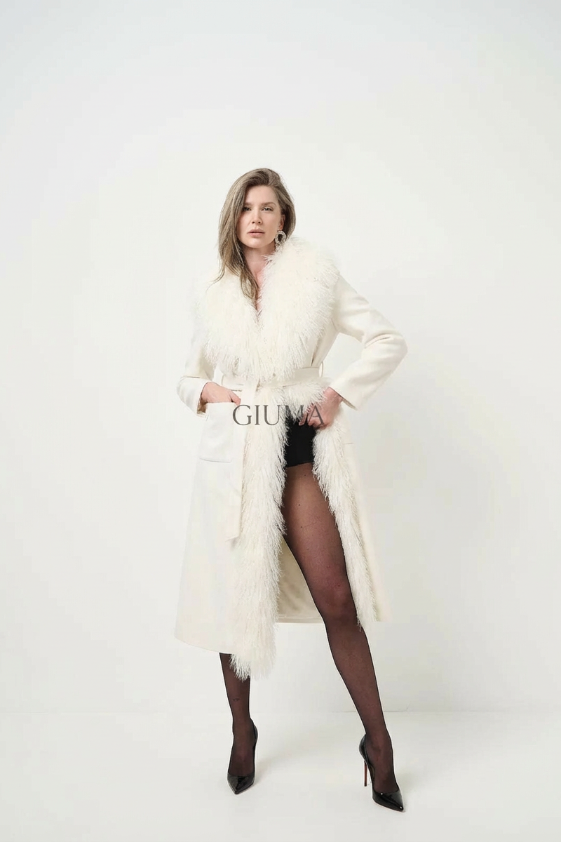 Yvette Bianco - cappotto da donna in lana e cachemire bianco, dettaglio 5 | GIUMA Venezia
