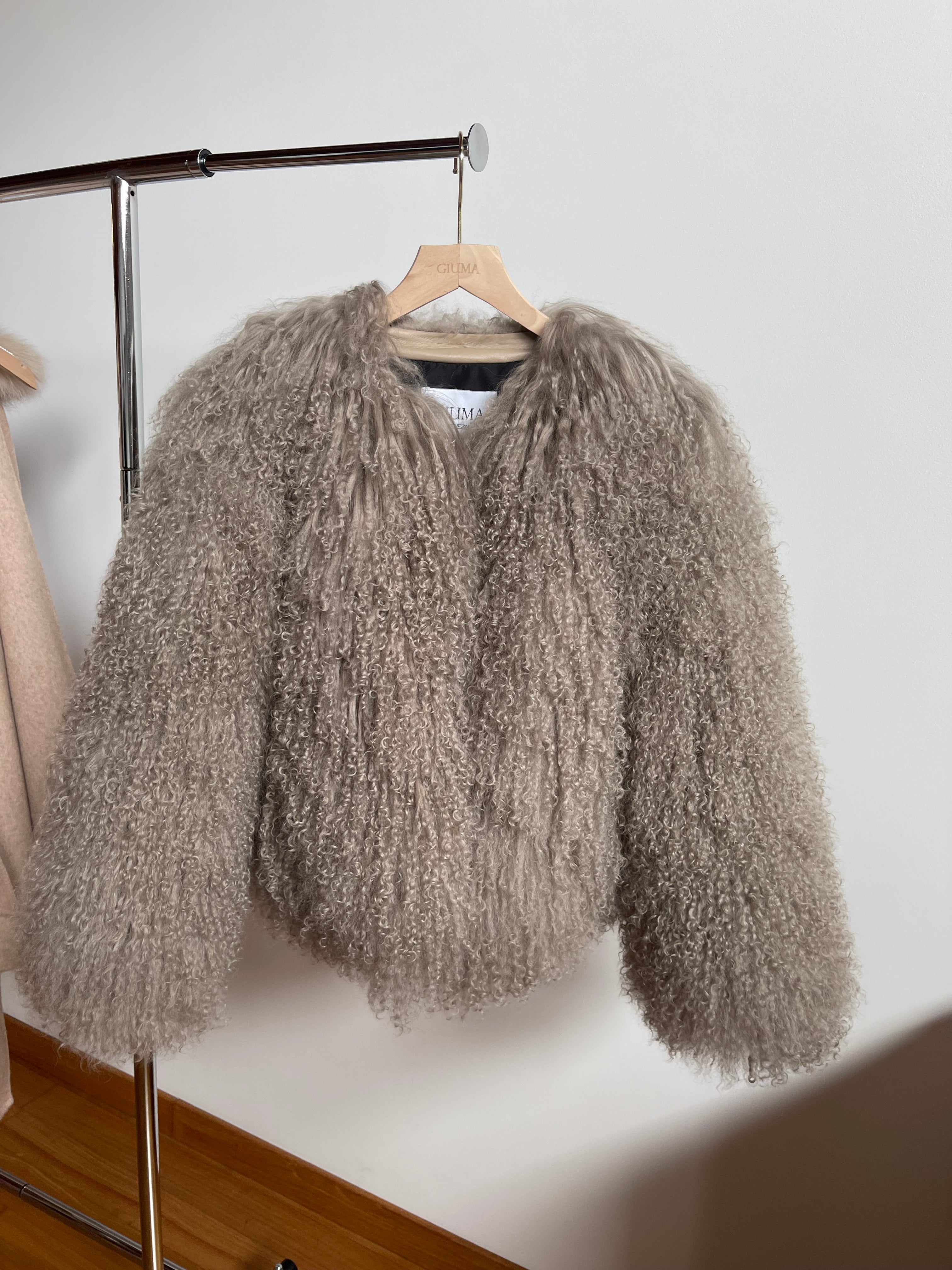 KAMILA KHAKI mongolian fur 57 cm