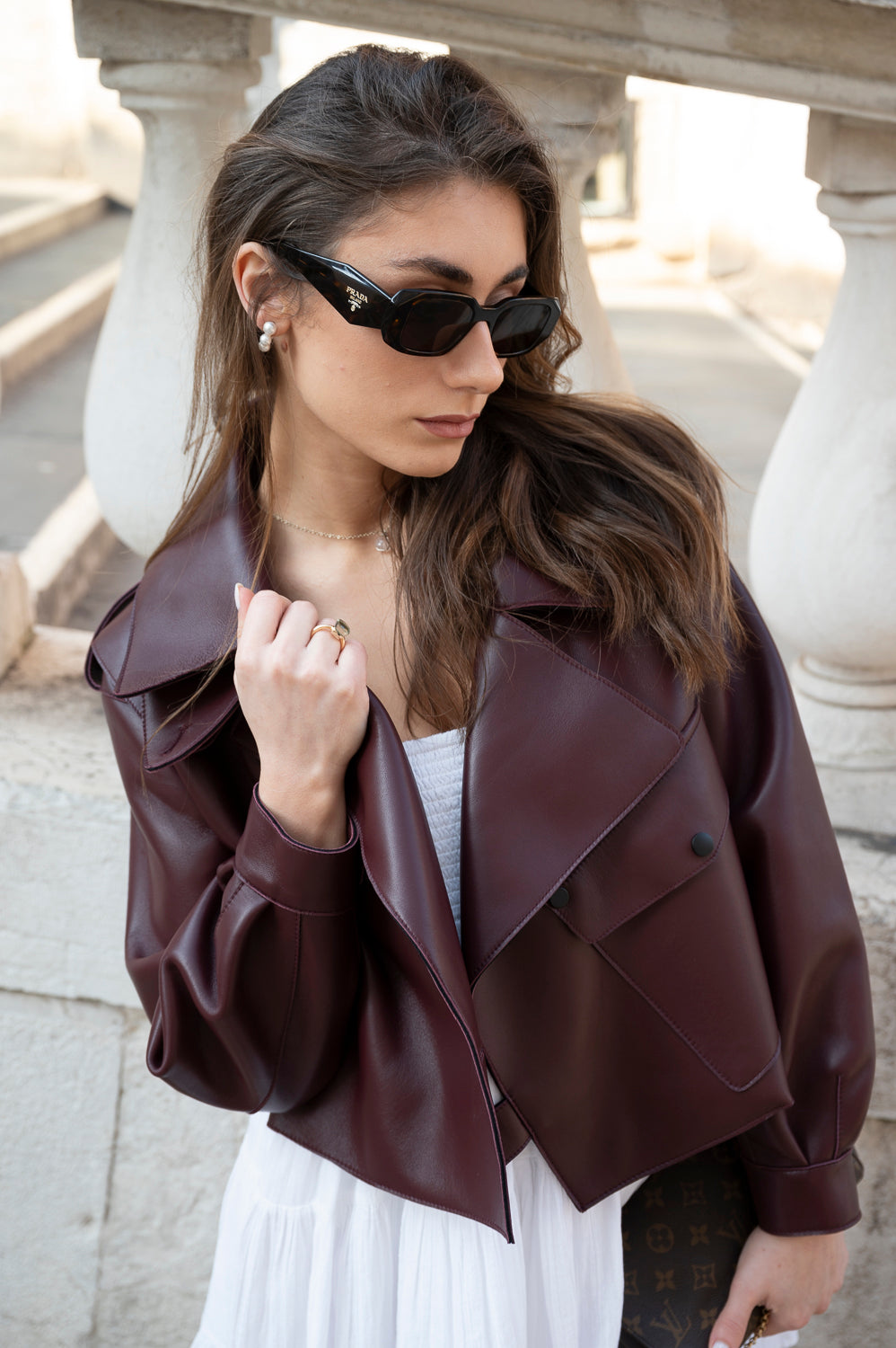 BURGUNDY OVERSIZED LEATHER JACKET