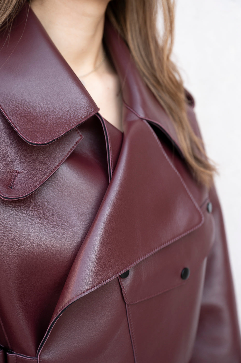 BURGUNDY OVERSIZED LEATHER JACKET