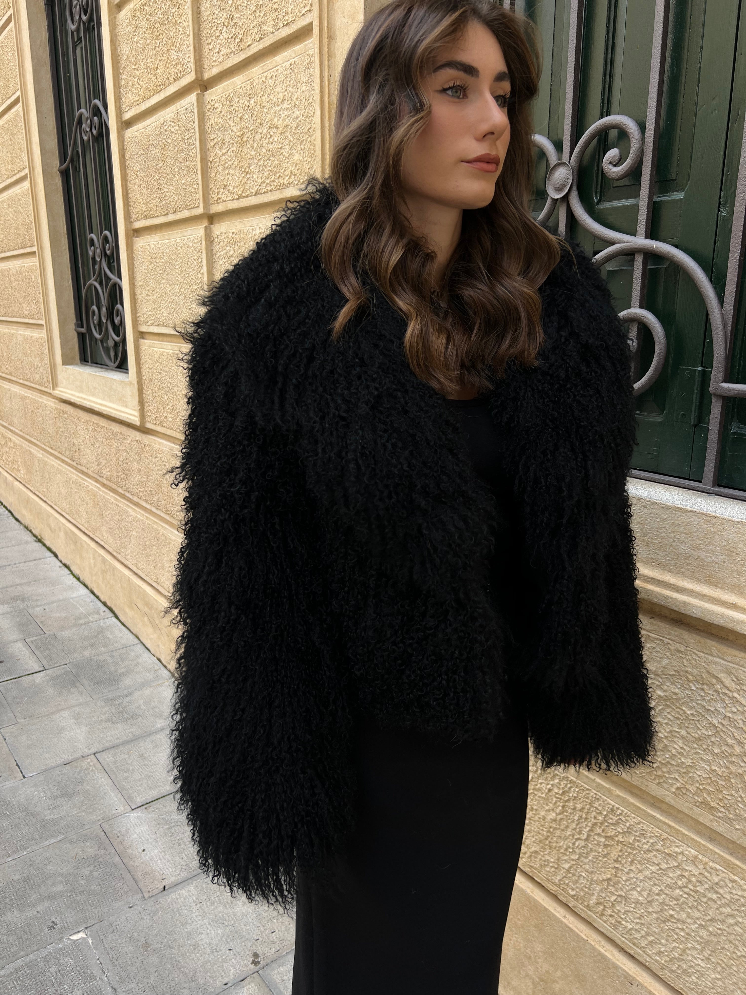 ADELE BLACK mongolian fur