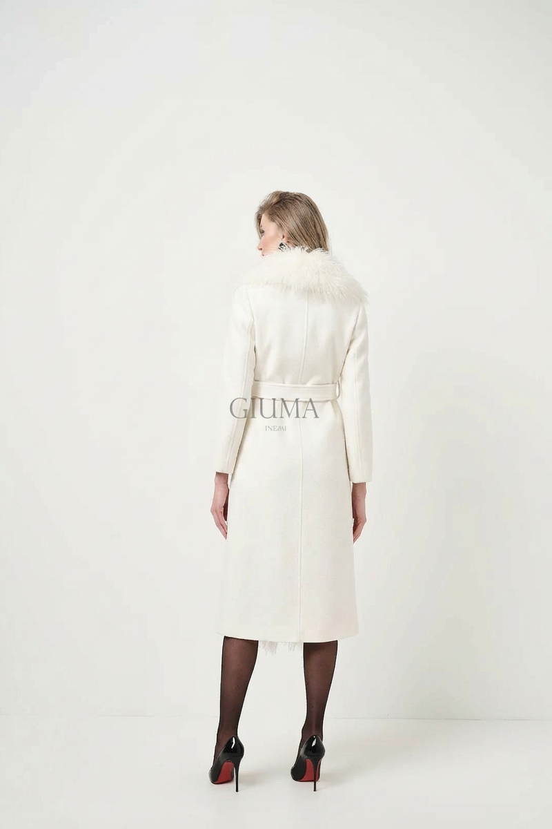 Yvette Bianco - cappotto da donna in lana e cachemire bianco, dettaglio 6 | GIUMA Venezia