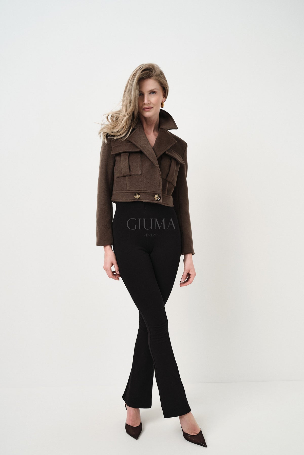 Carrie Army Green - cappotto da donna in lana e cachemire verde militare, dettaglio 3 | GIUMA Venezia