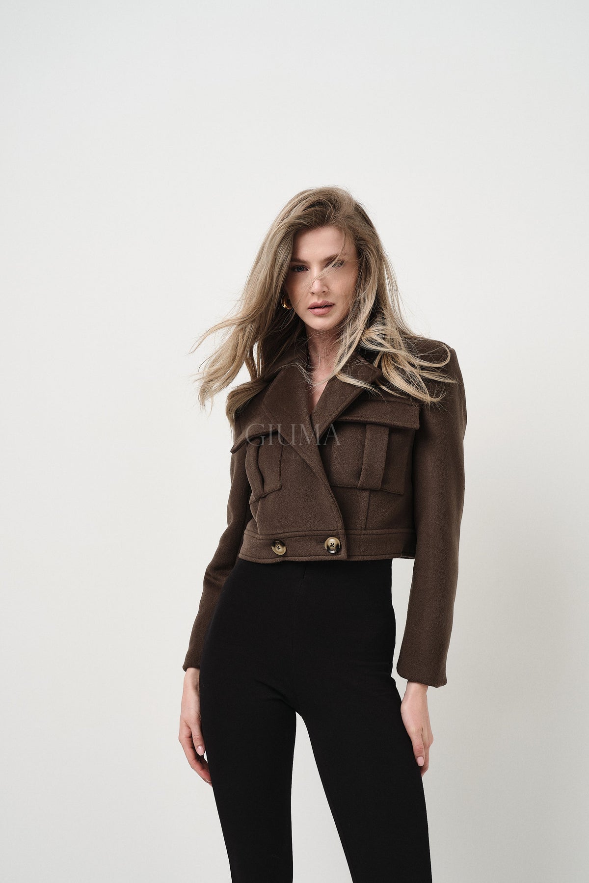 Carrie Army Green - cappotto da donna in lana e cachemire verde militare, dettaglio 8 | GIUMA Venezia