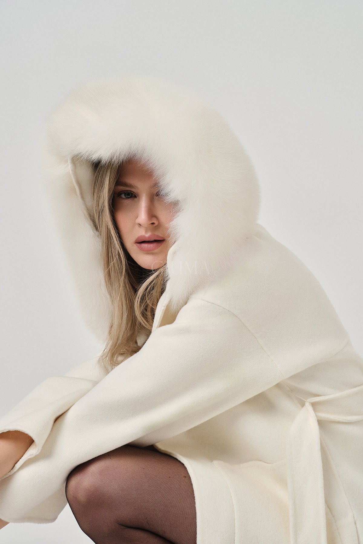 Agatha White - cappotto da donna in lana e cachemire bianco, dettaglio 9 | GIUMA Venezia