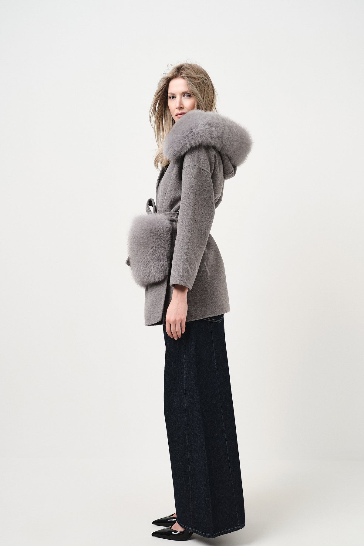 Penelope Grey - cappotto da donna in lana e cachemire grigio, dettaglio 3 | GIUMA Venezia