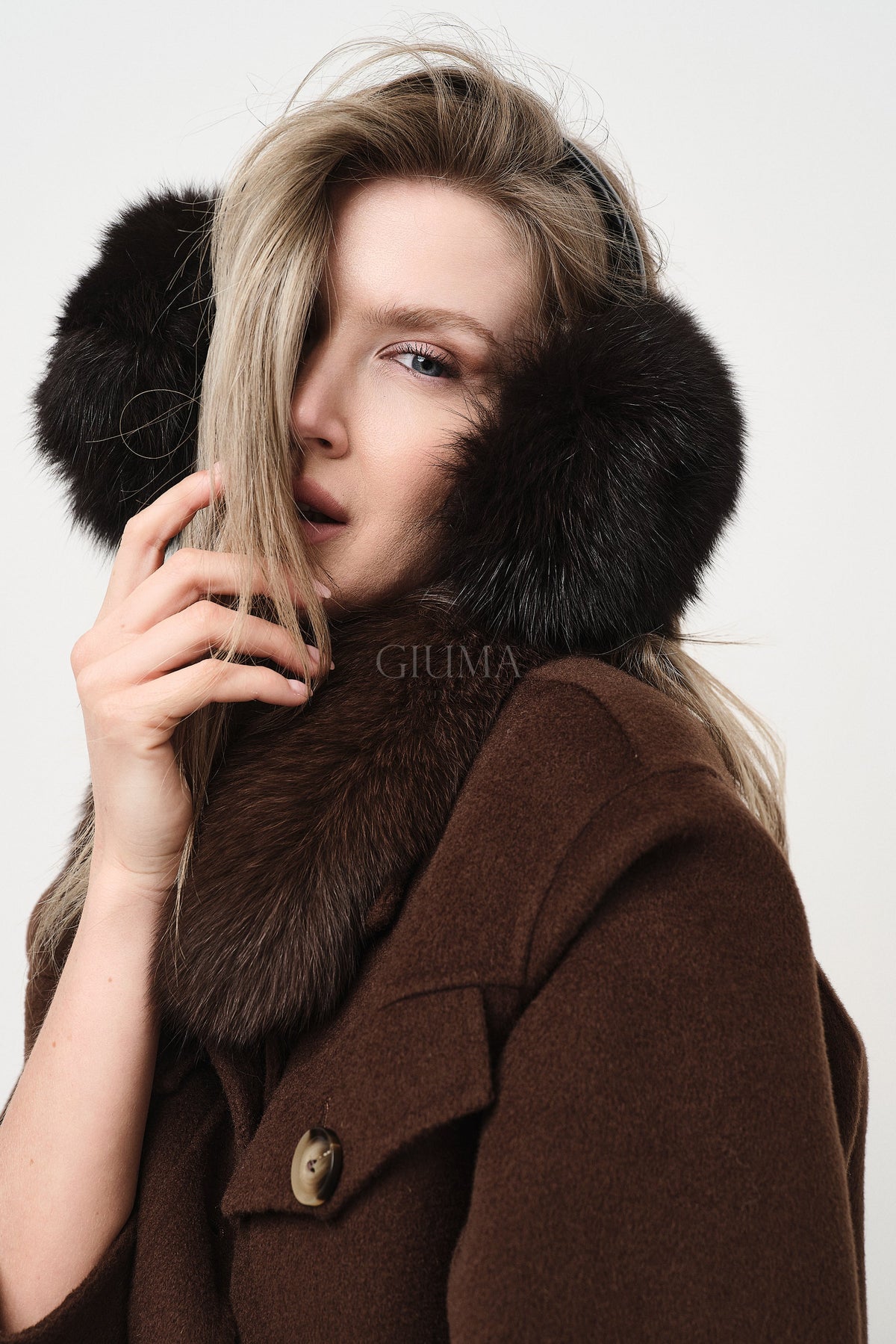 Lola Marrone - cappotto da donna in lana e cachemire marrone, dettaglio 13 | GIUMA Venezia