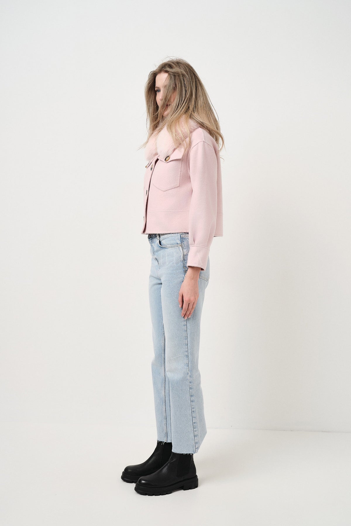 Lola Pink - cappotto da donna in lana e cachemire rosa, dettaglio 5 | GIUMA Venezia