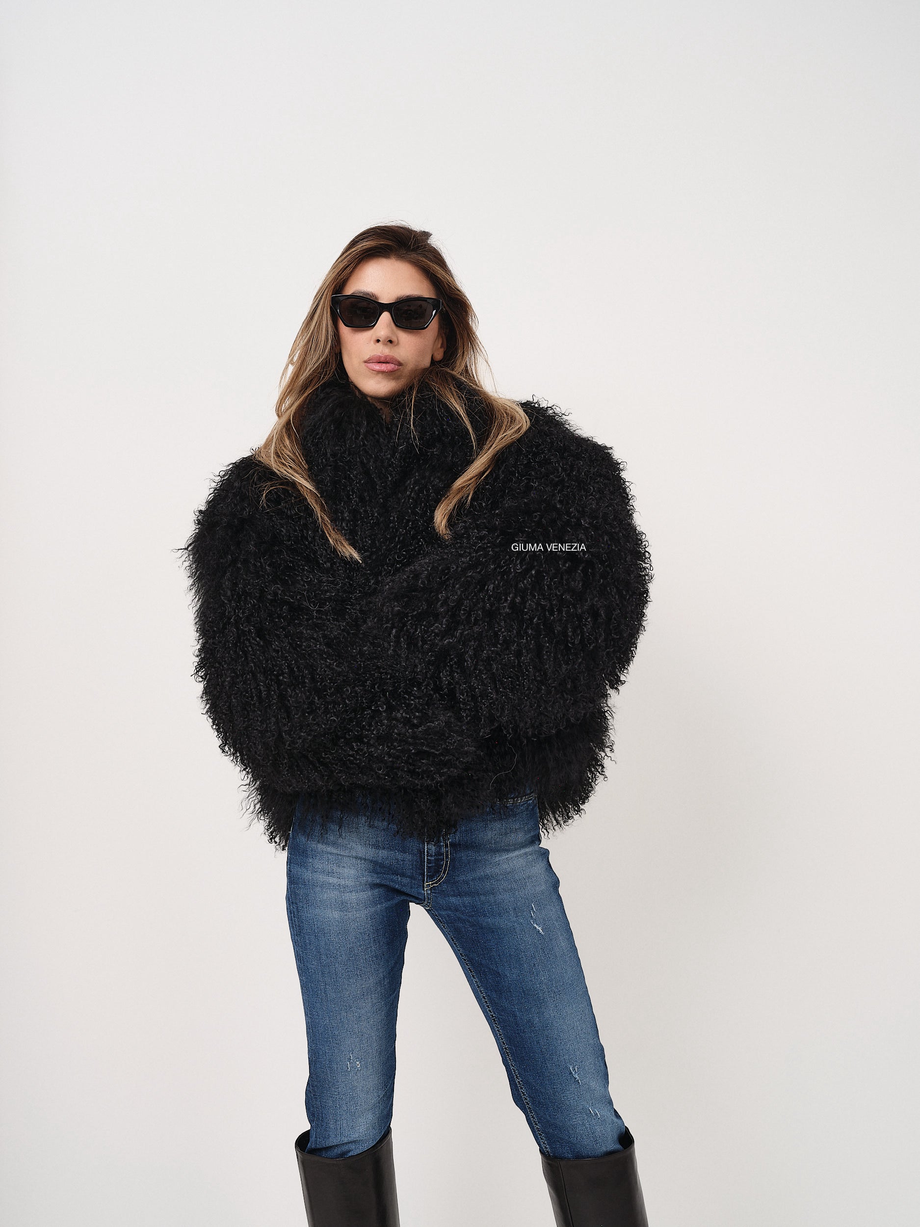 KAMILA BLACK mongolian fur 57 cm