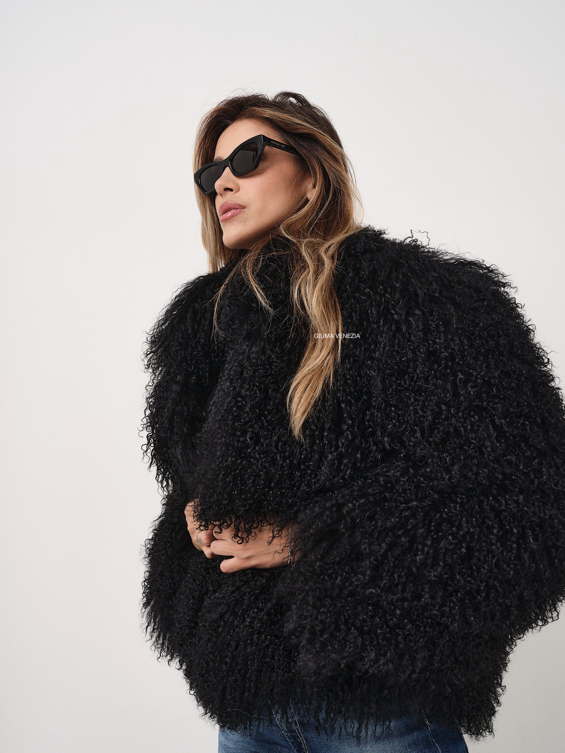 KAMILA BLACK mongolian fur 57 cm