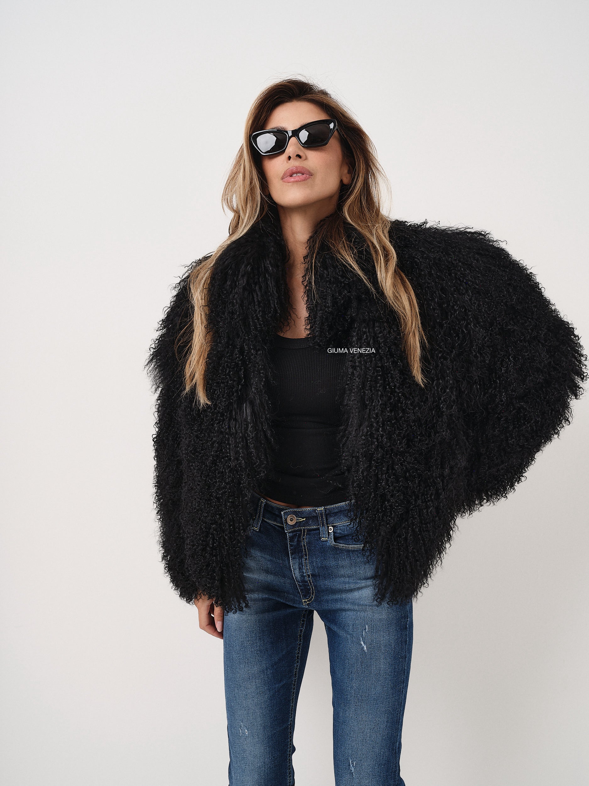 KAMILA BLACK mongolian fur 57 cm