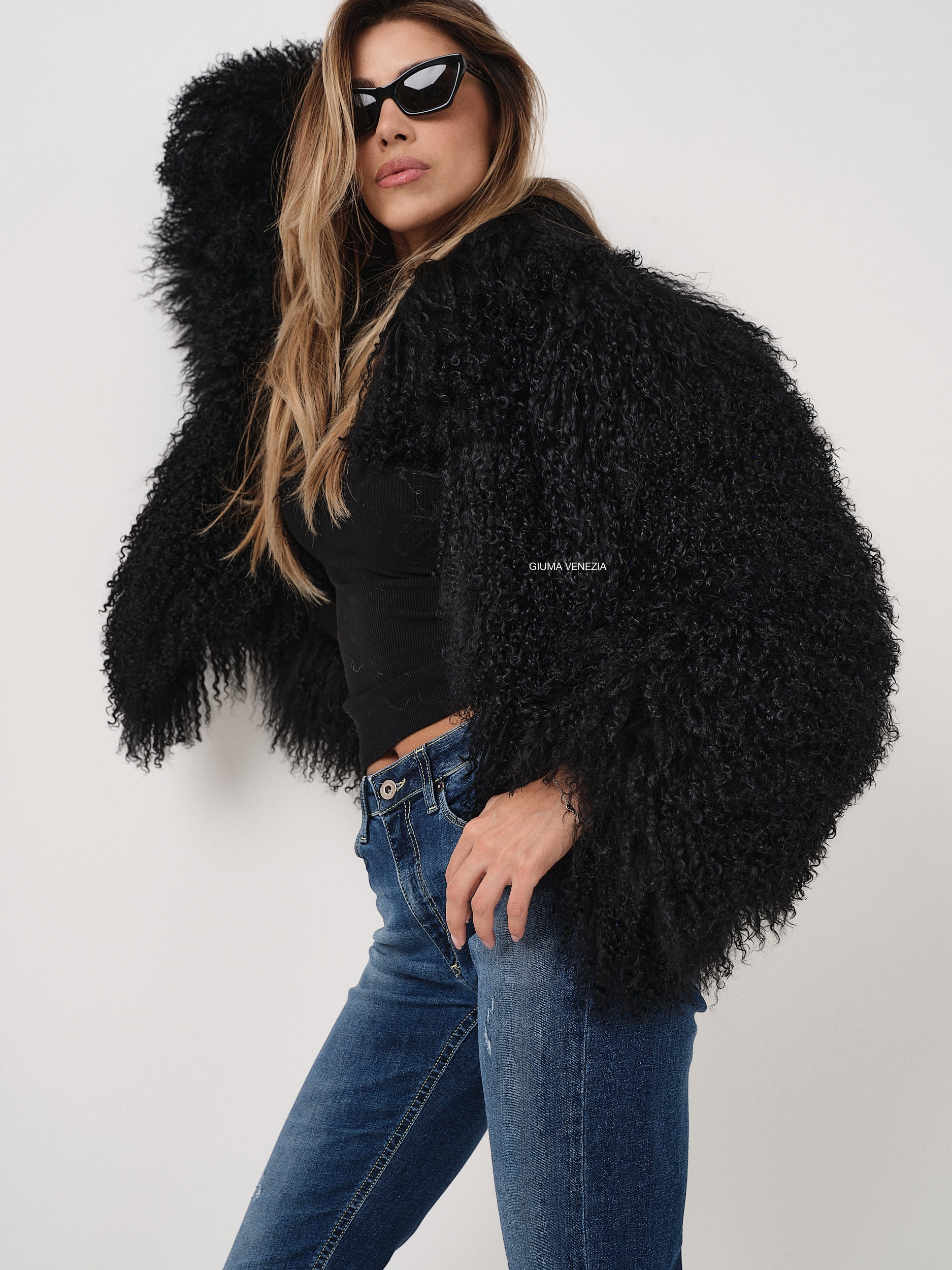 KAMILA BLACK mongolian fur 57 cm