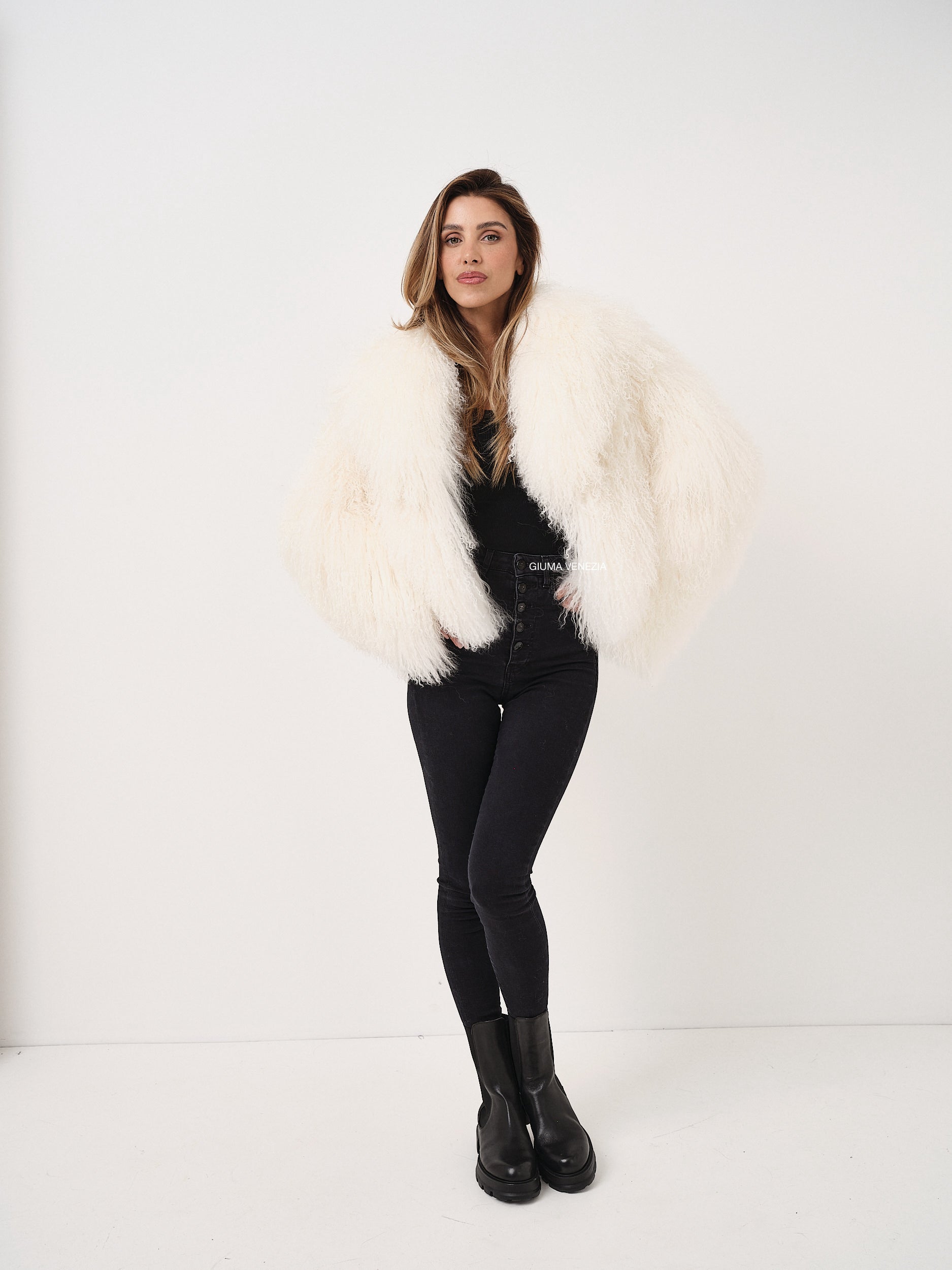 ADELE WHITE mongolian fur