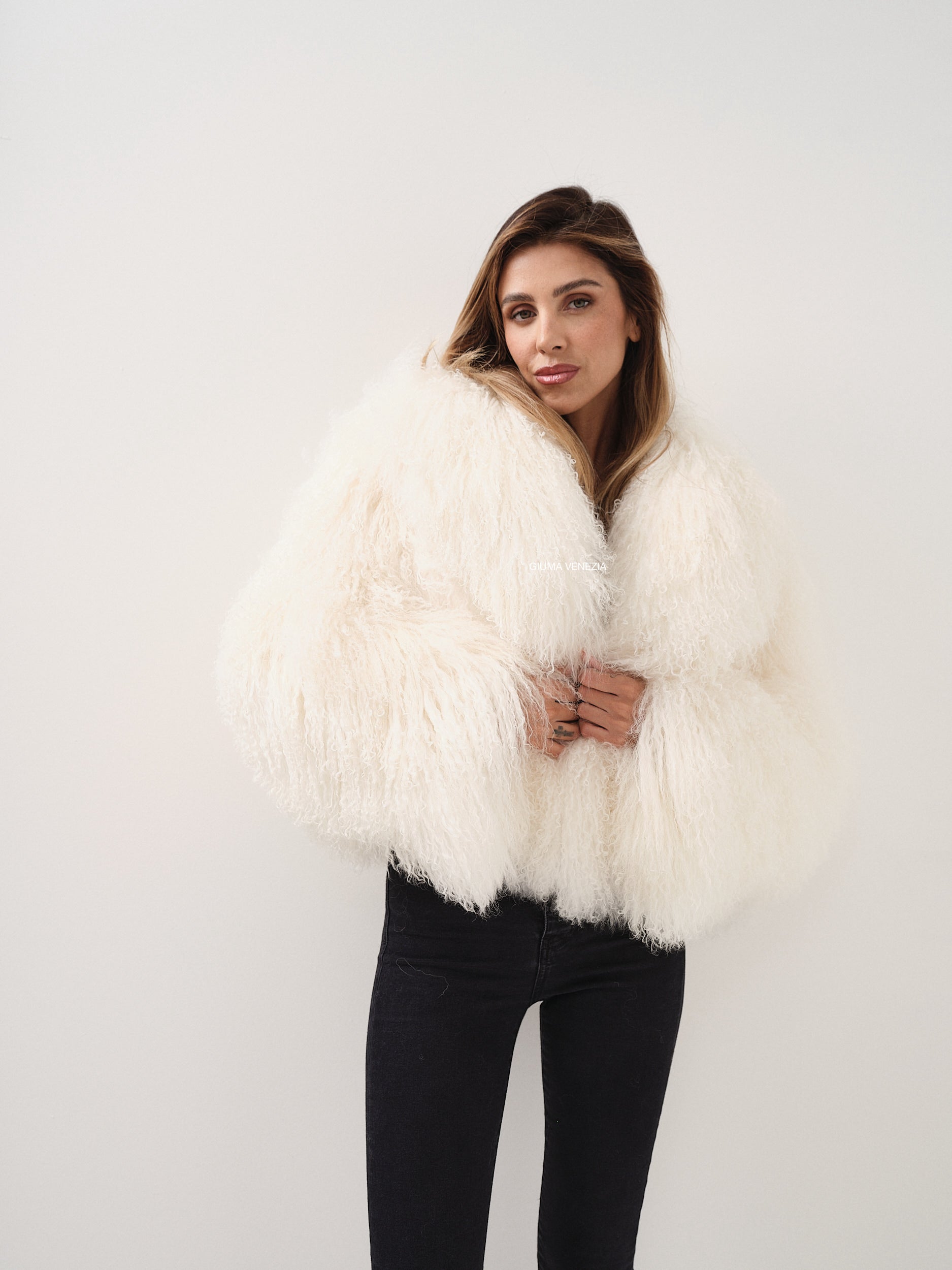 ADELE WHITE mongolian fur