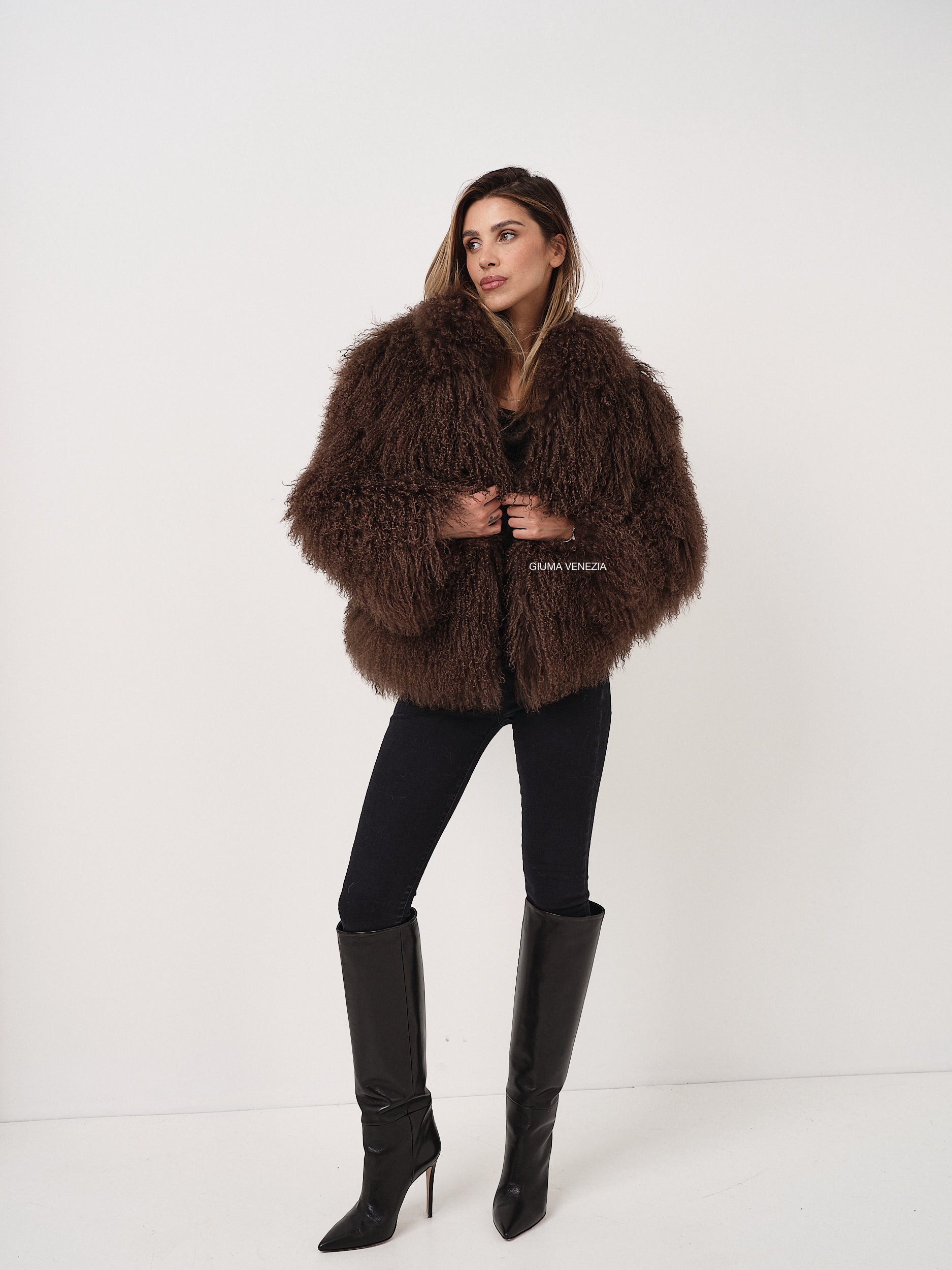 KAMILA CHOCOLATE mongolian fur 57 cm