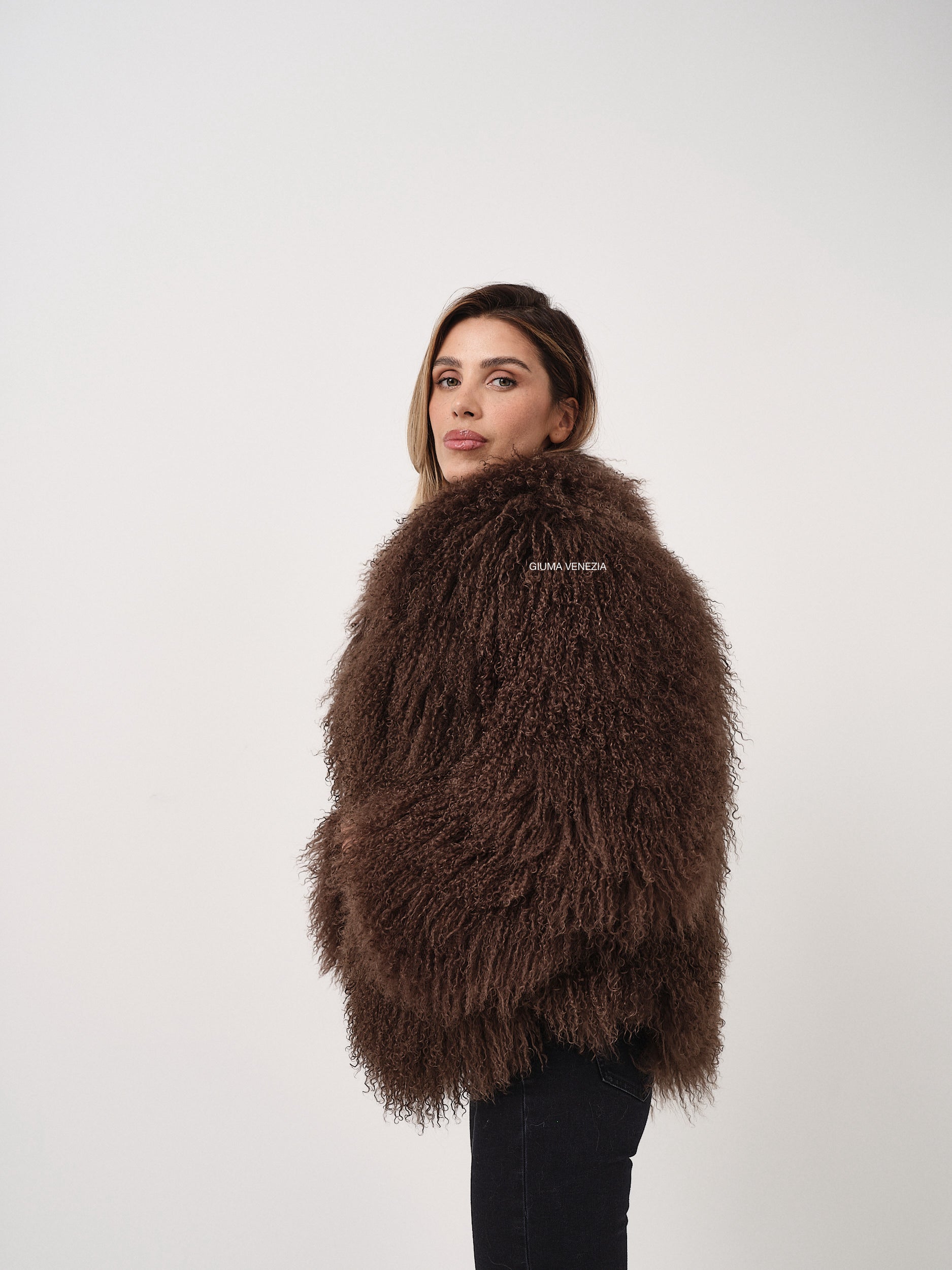 KAMILA CHOCOLATE mongolian fur 57 cm