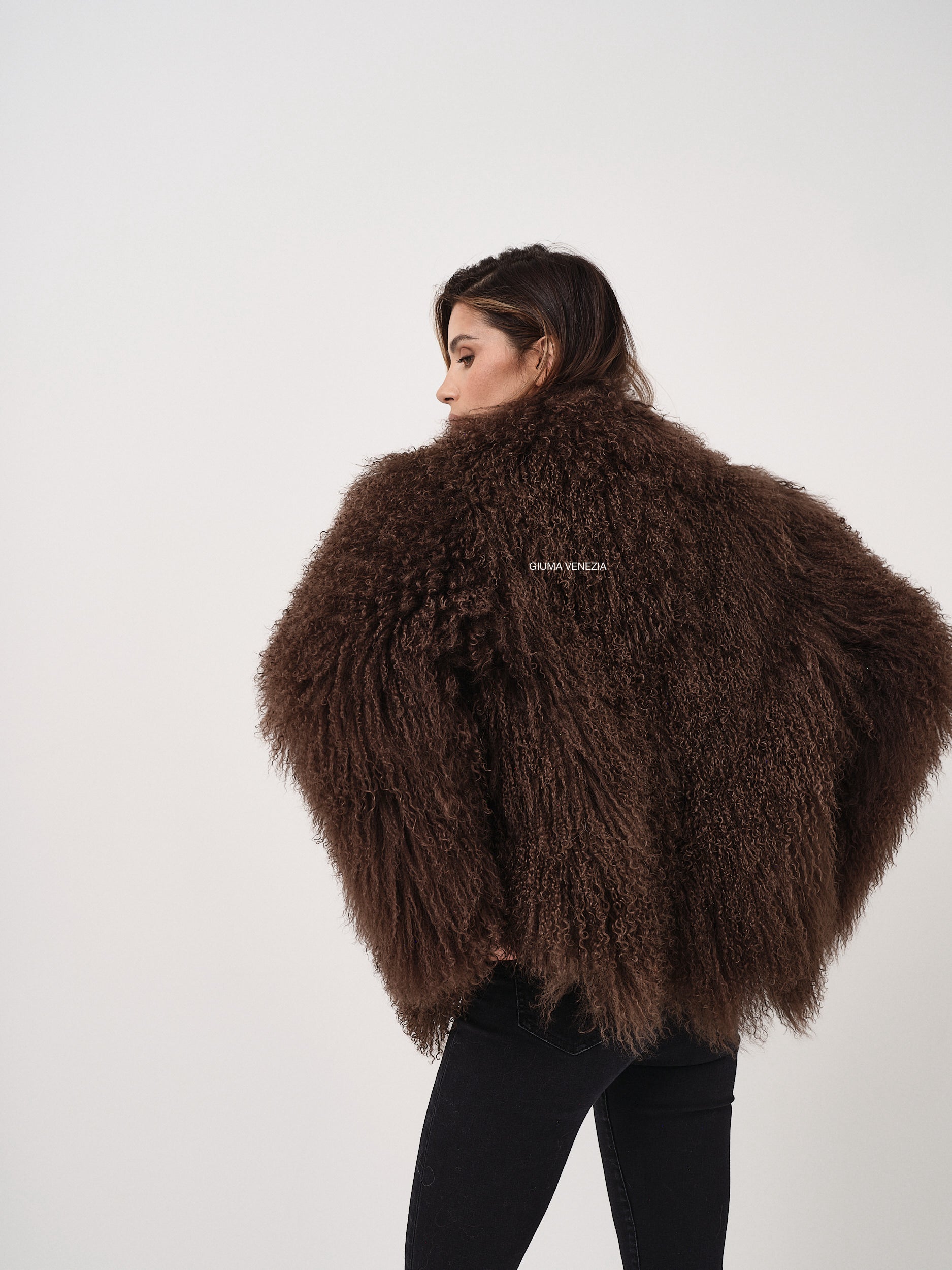 KAMILA CHOCOLATE mongolian fur 57 cm