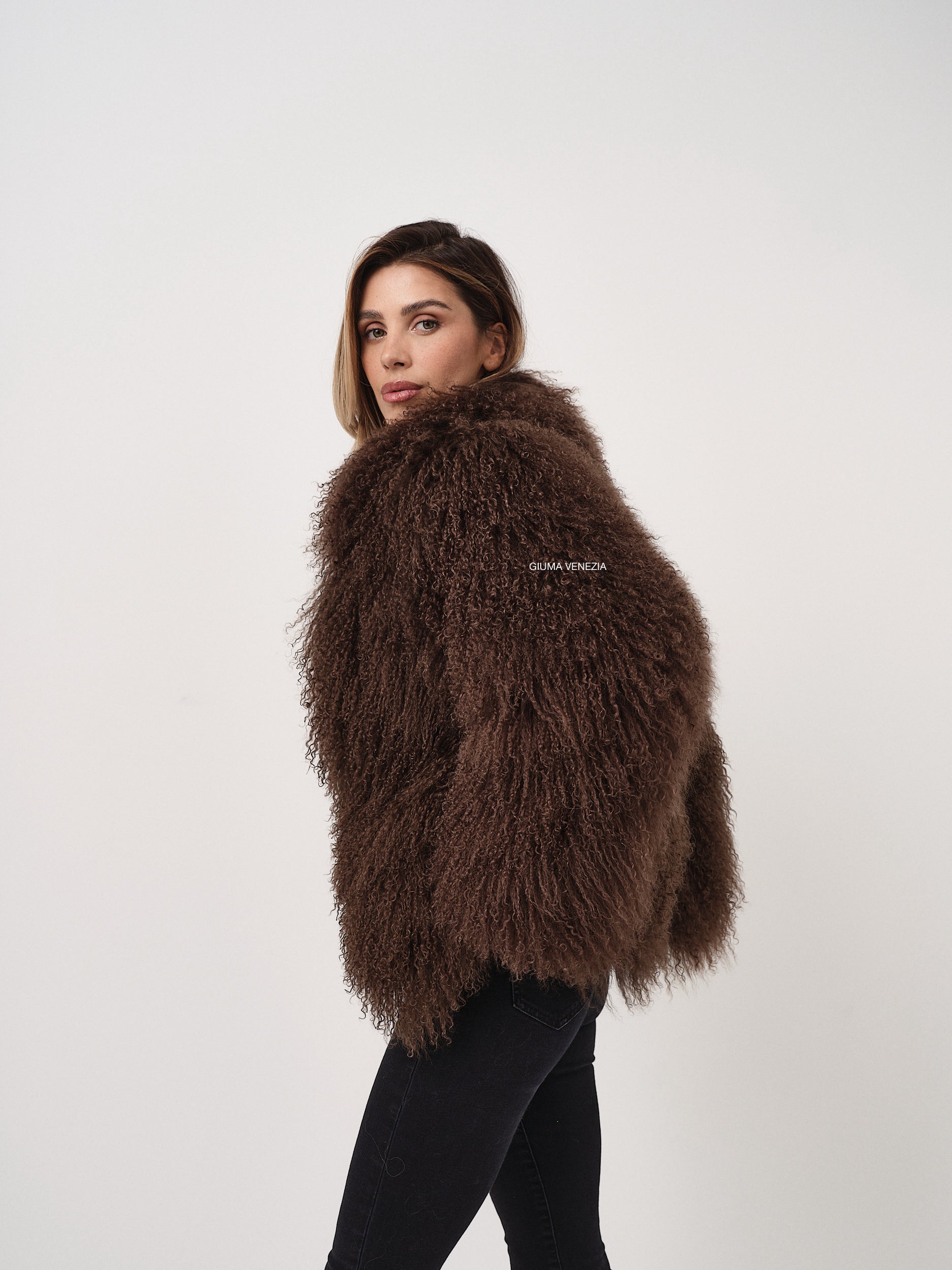 KAMILA CHOCOLATE mongolian fur 57 cm