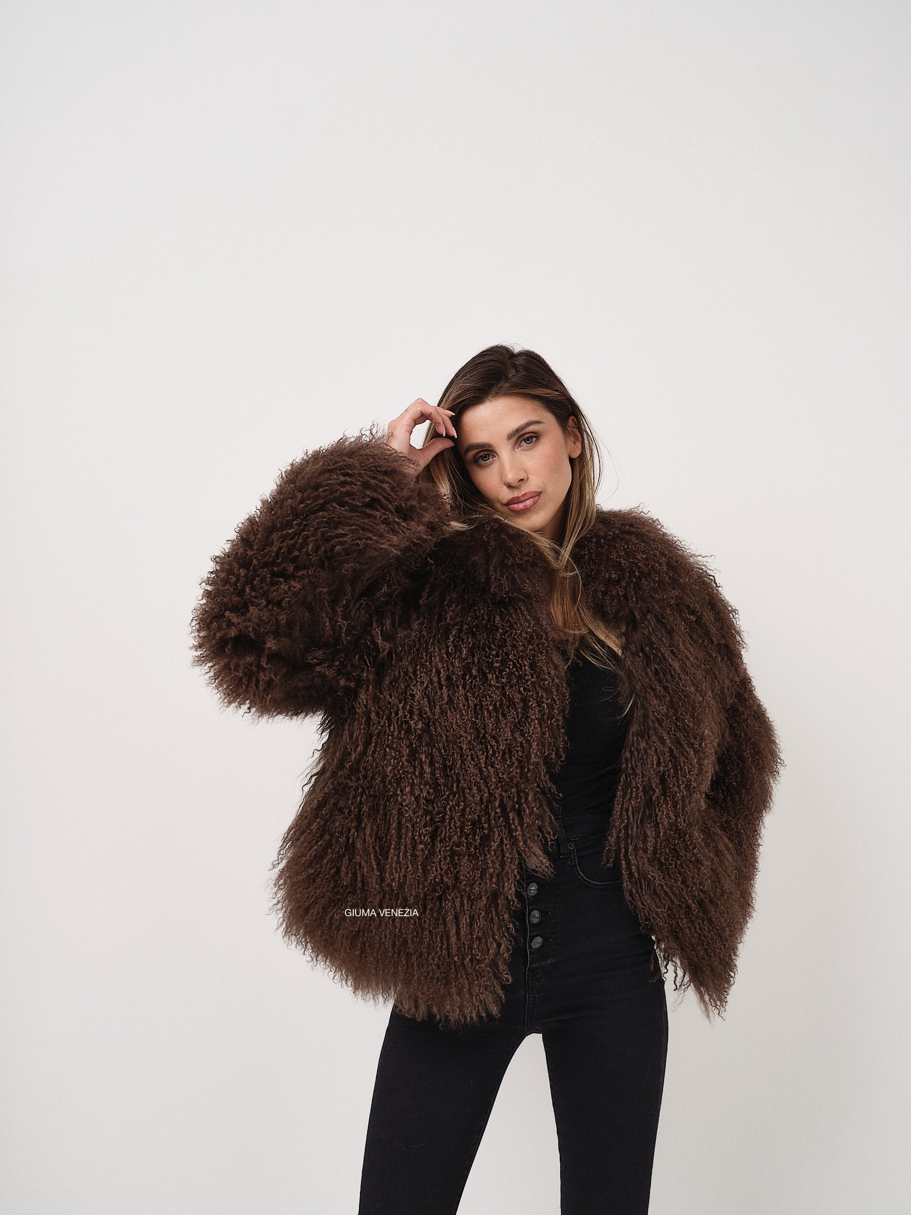 KAMILA CHOCOLATE mongolian fur 57 cm