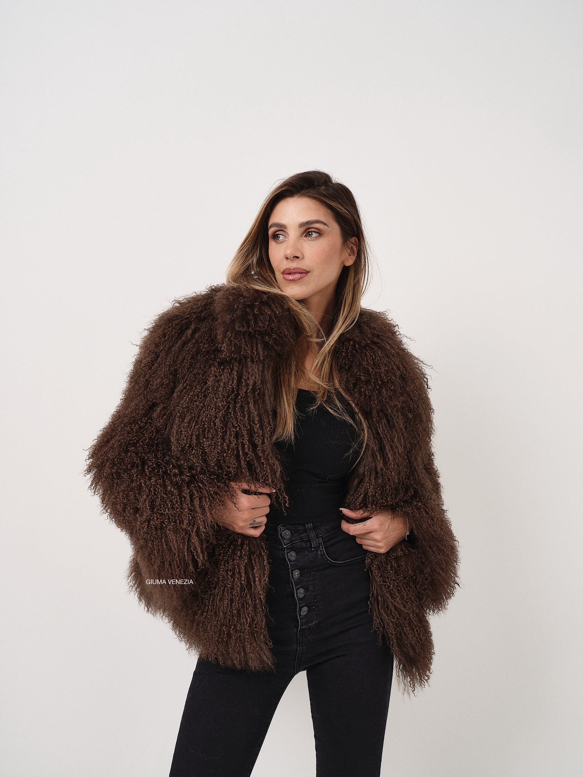 KAMILA CHOCOLATE mongolian fur 57 cm