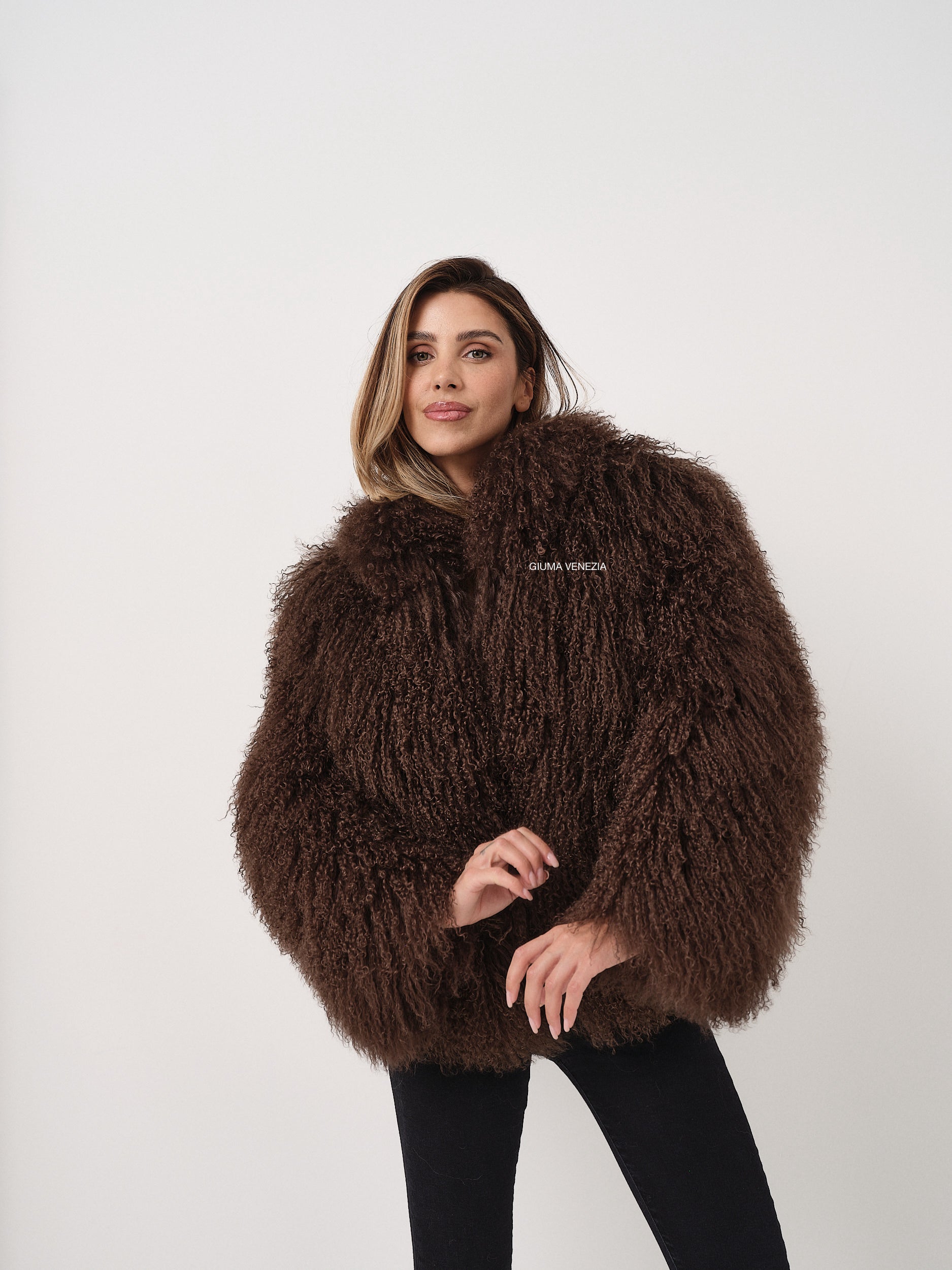 KAMILA CHOCOLATE mongolian fur 57 cm