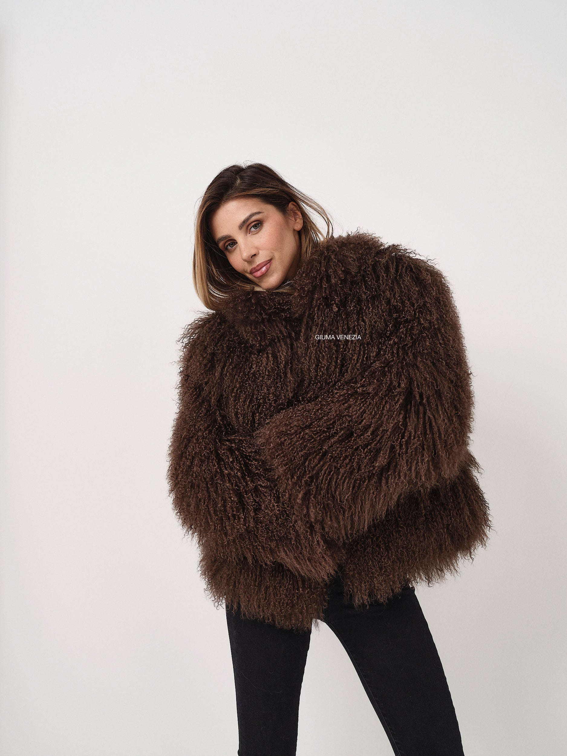 KAMILA CHOCOLATE mongolian fur 57 cm