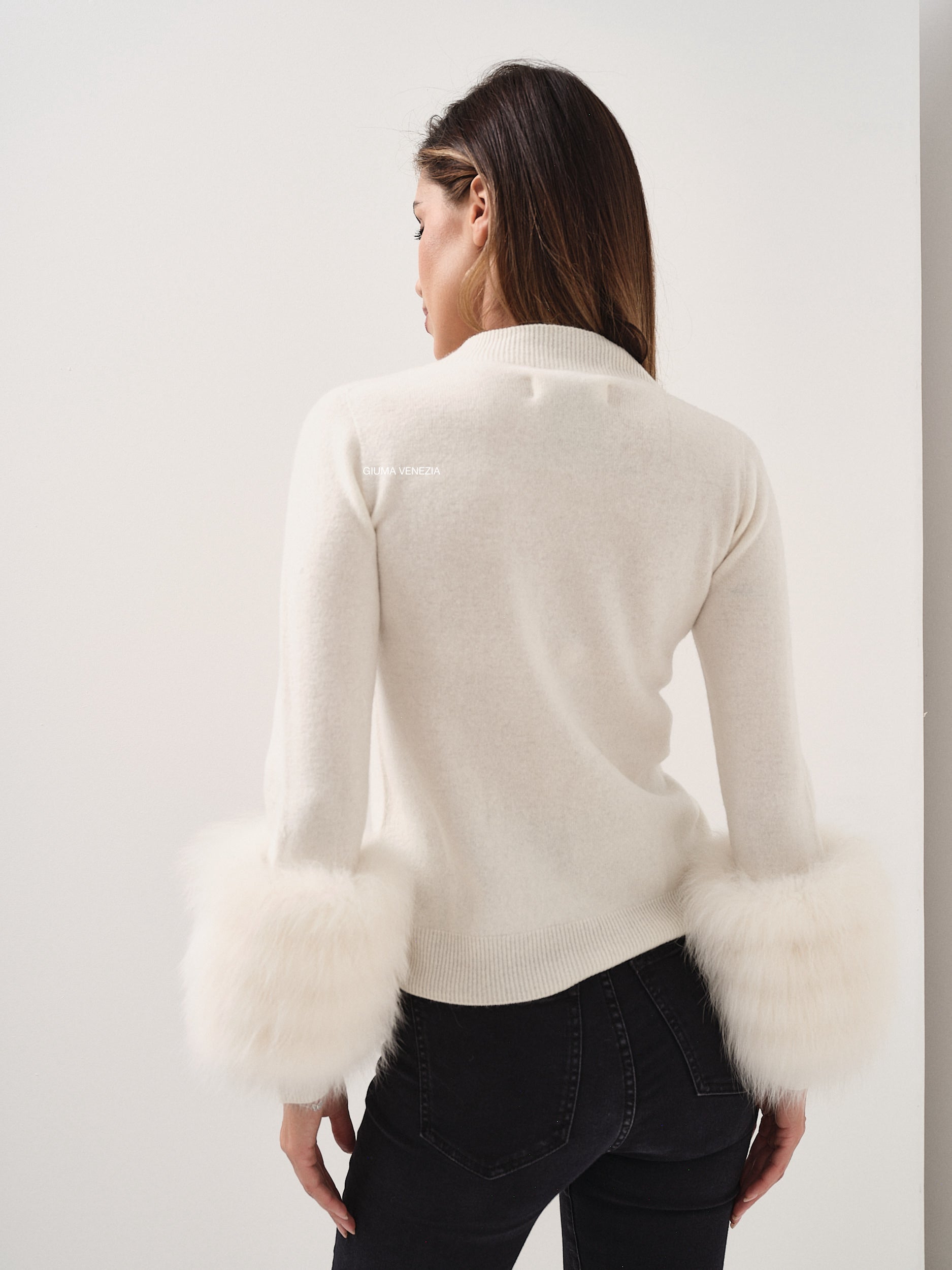 Cream fur detail sweater